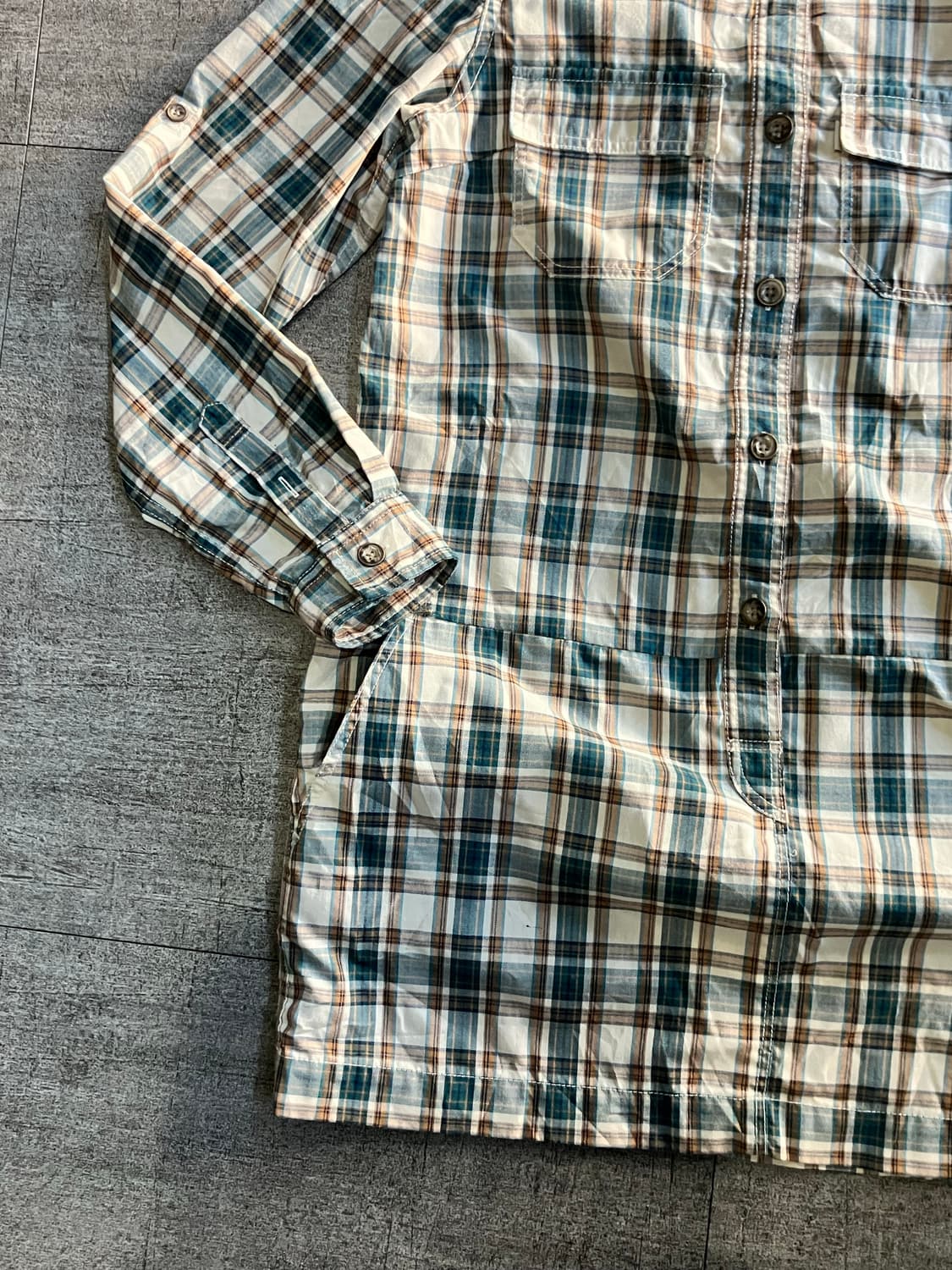 일본빈티지 Aigle1853 하구미모리걸 할매카지 80s 체크셔츠 상품이미지2