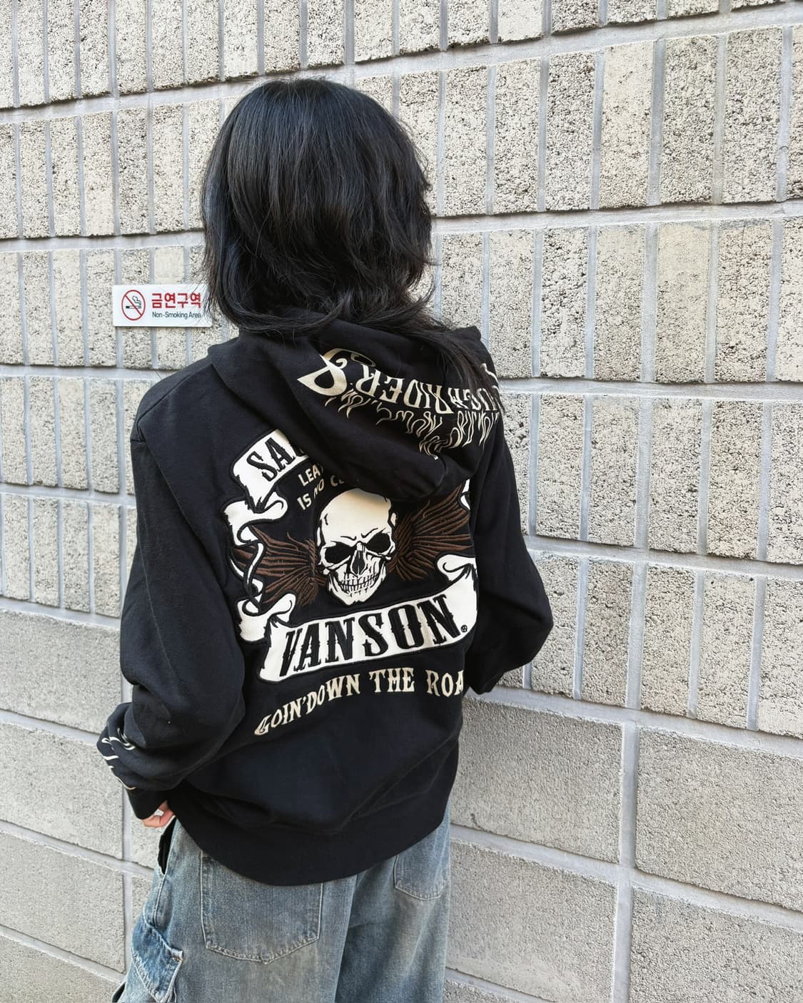밴슨 스컬 풀 자수패치 후드집업 상품이미지4