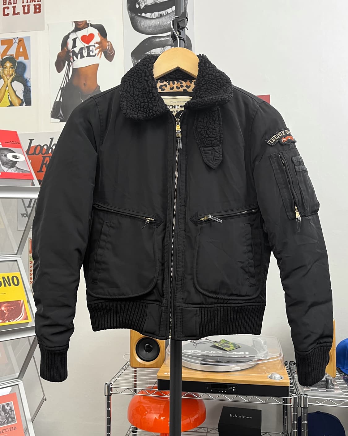 티니위니 퍼 카라 레오파드 항공점퍼 블랙 상품이미지5