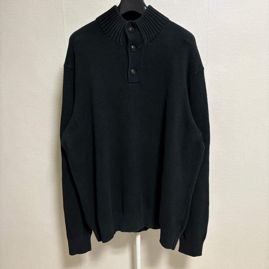 폴로 랄프로렌 버튼 하이넥 코튼 니트 / 블랙, XXL 상품이미지1