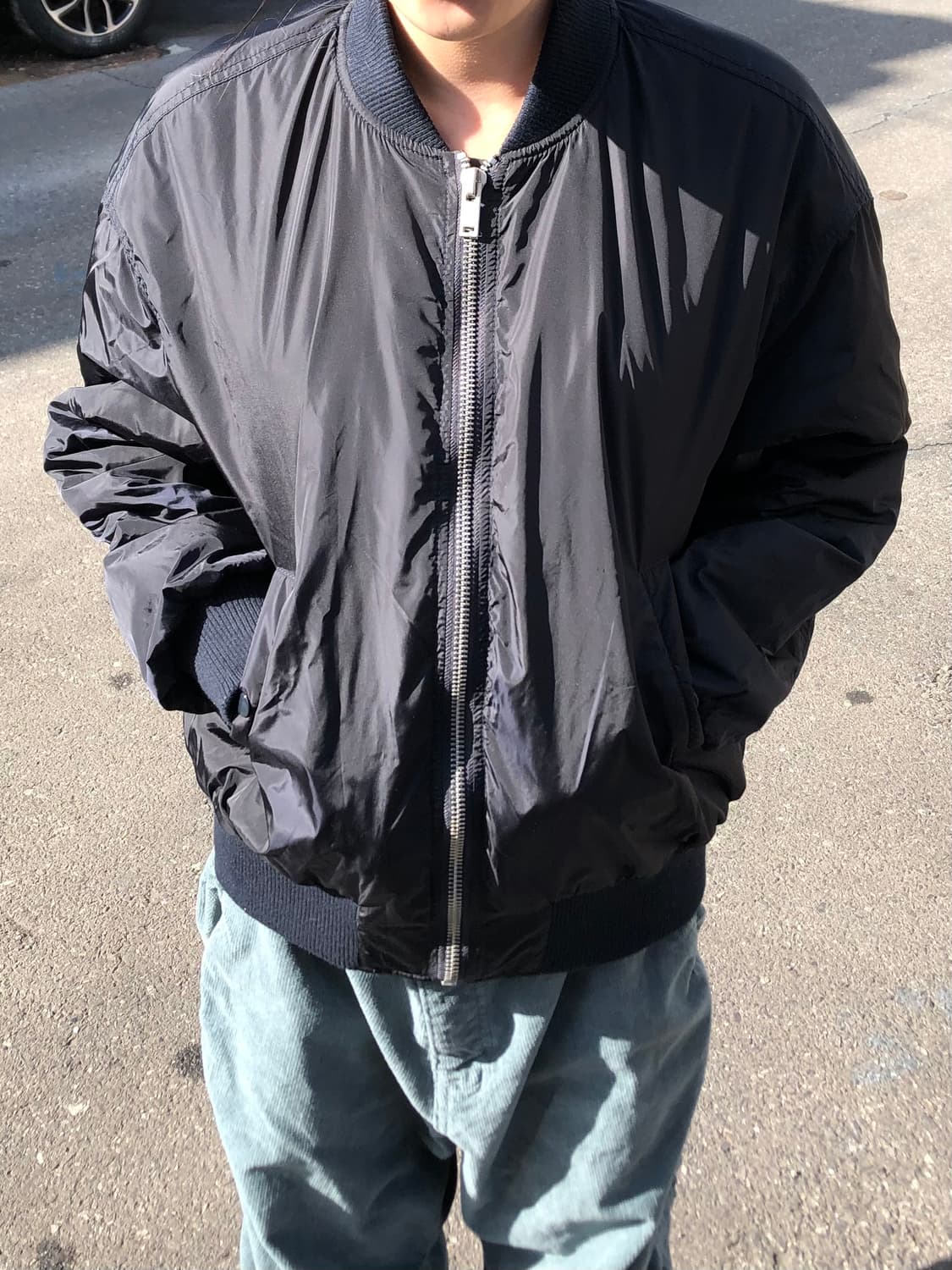 Yoke Gather Quilted Lining Bomber Jacket 상품이미지1