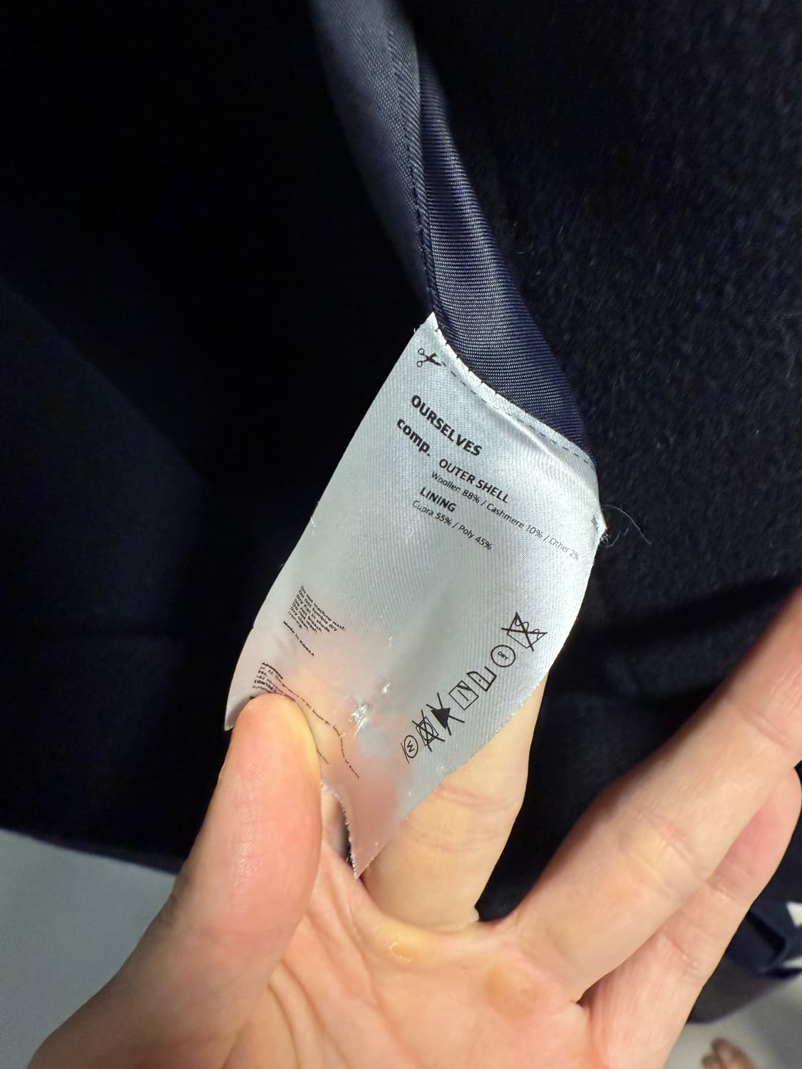 아워셀브스 벨티드 발마칸 코트 다크네이비 3사이즈 팝니다 상품이미지2