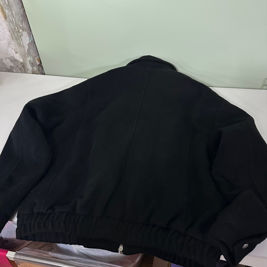 L 라퍼지스토어 블랙 오버핏 투웨이 울 블루종 자켓 상품이미지6