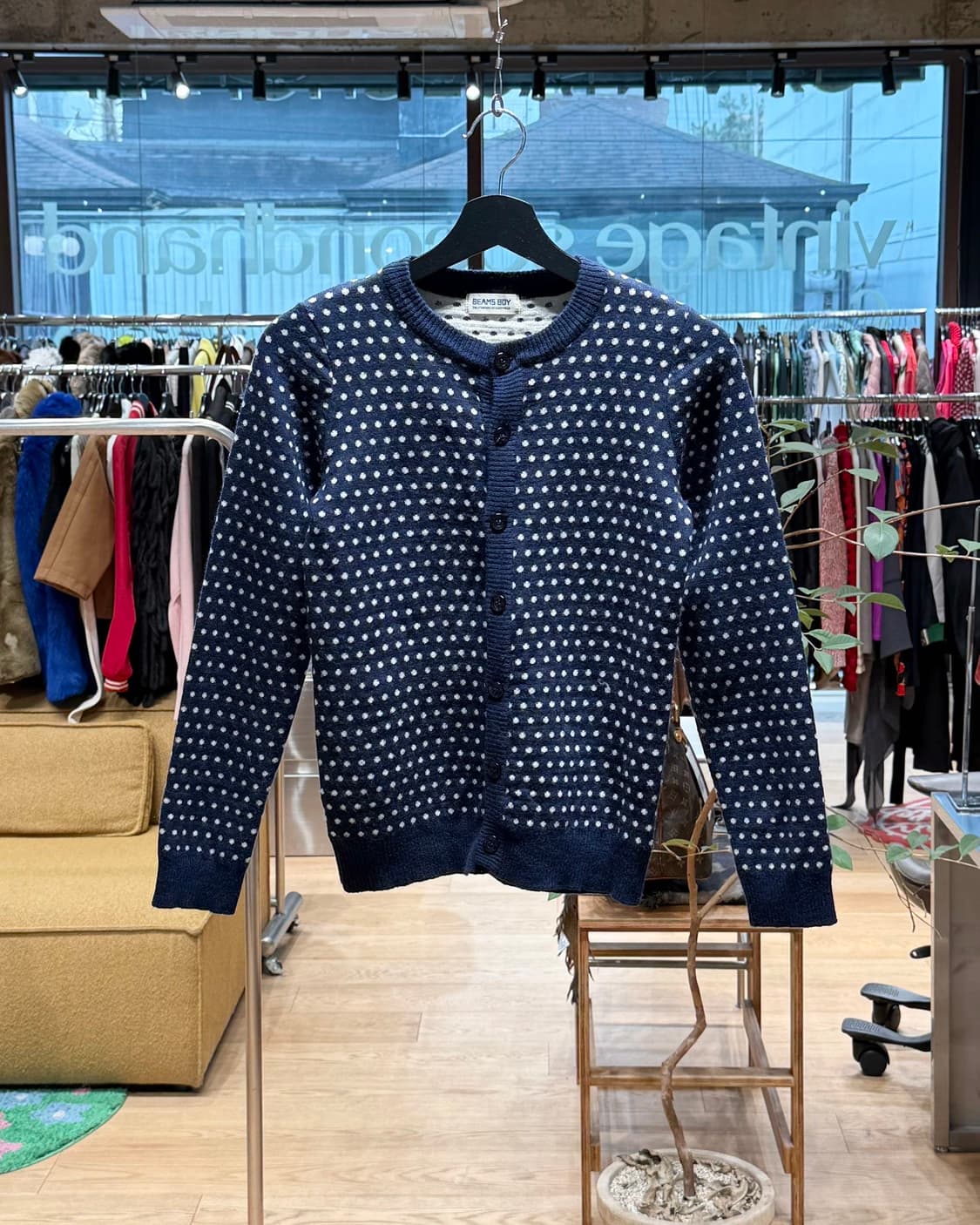 빔즈 보이 네이비 도트패턴 가디건  상품이미지1