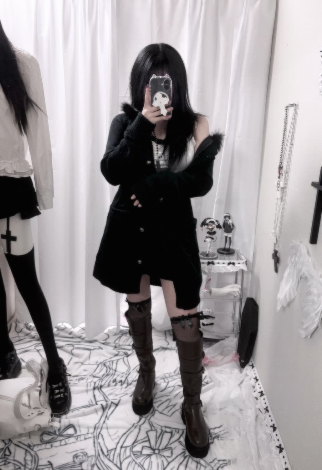 y2k 블랙페어리 롱 니트 가디건 상품이미지1