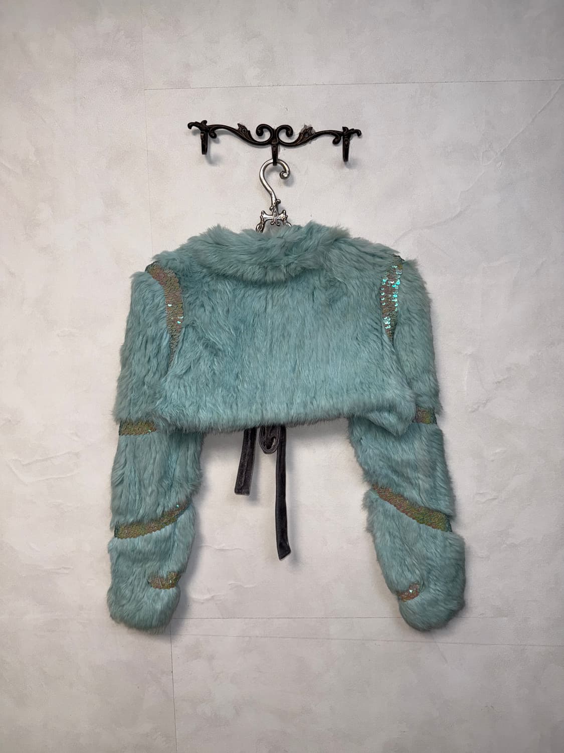Mint rabbit fur spangled crop bolero jk 상품이미지3