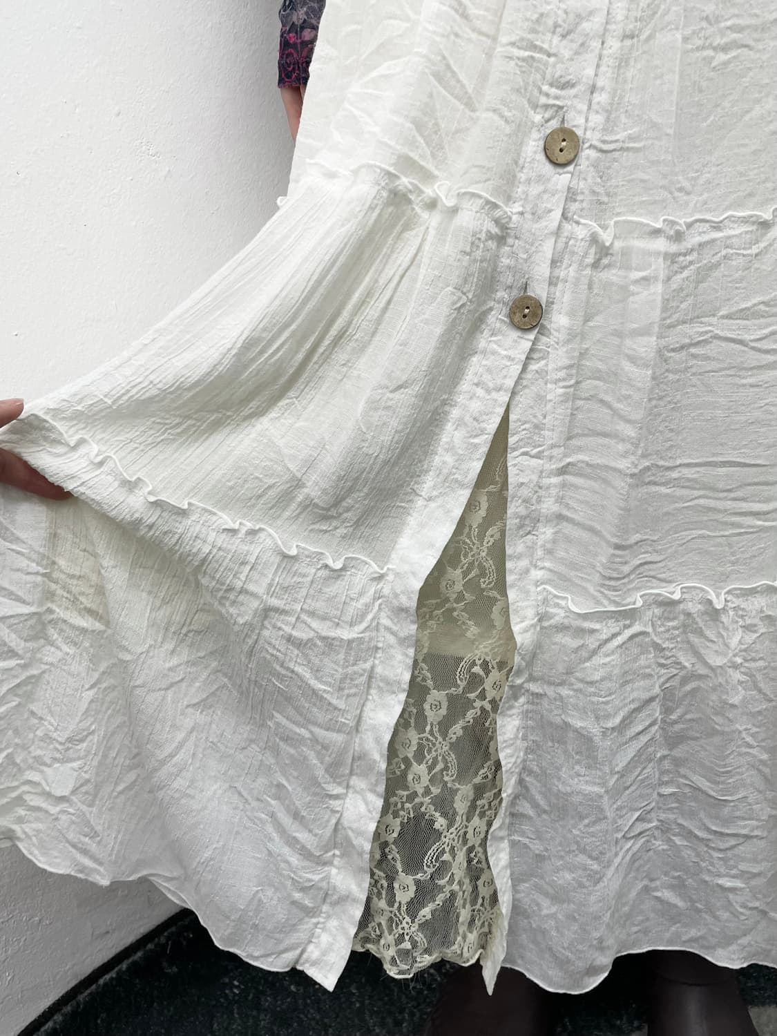 퓨어모리 레이스 버튼 롱 스커트 상품이미지3