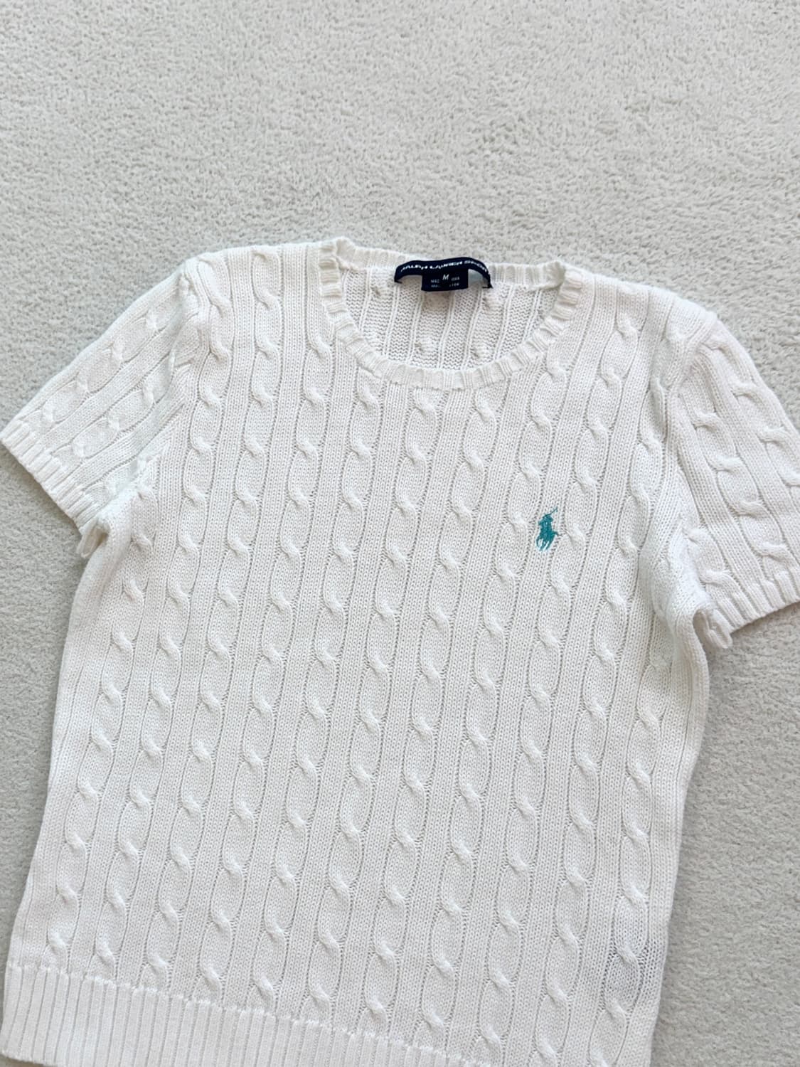 폴로 화이트 반팔 니트 상품이미지1