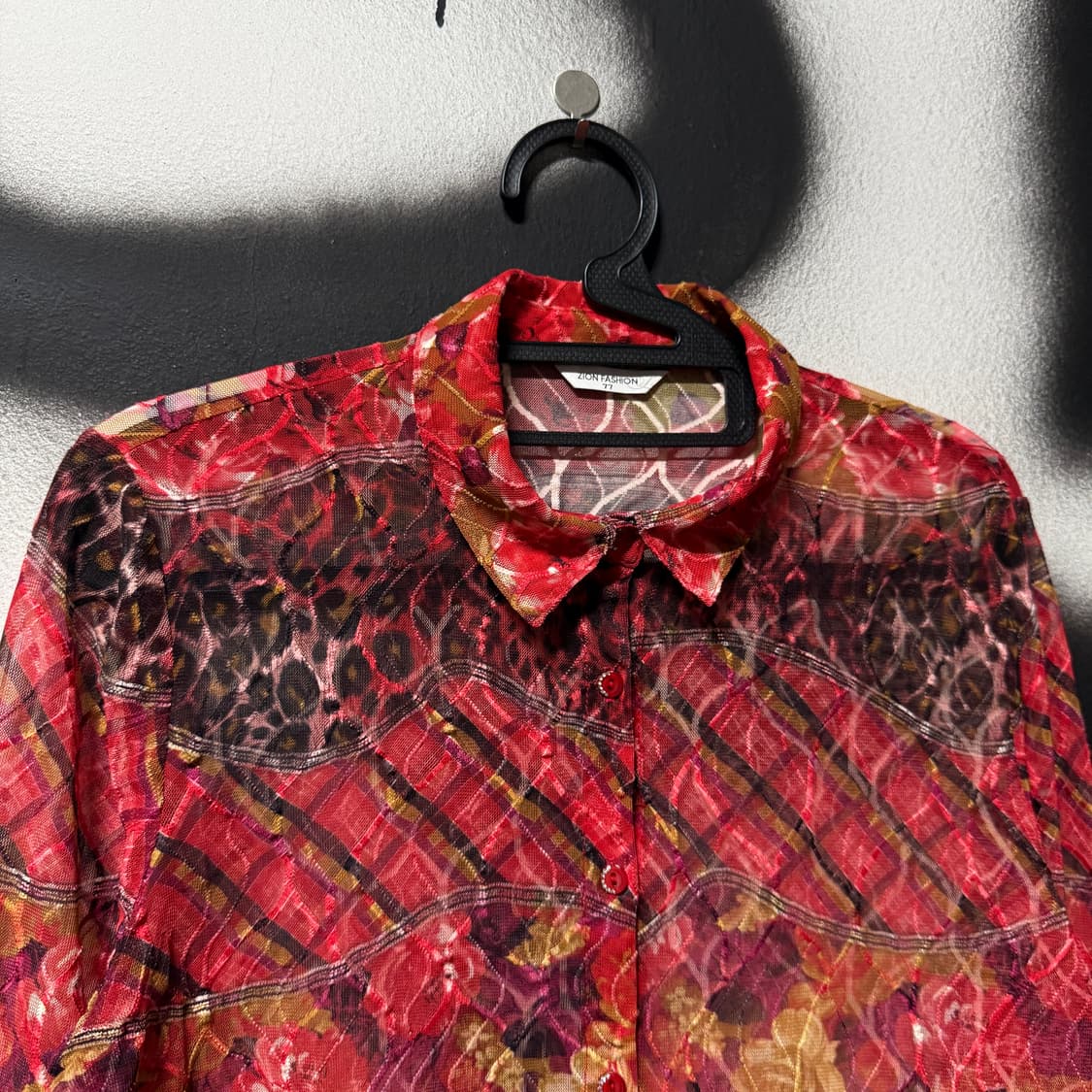 VTG 빈티지 오리엔탈 시스루 멀티 패턴 오간자 셔츠 블라우스 상품이미지3