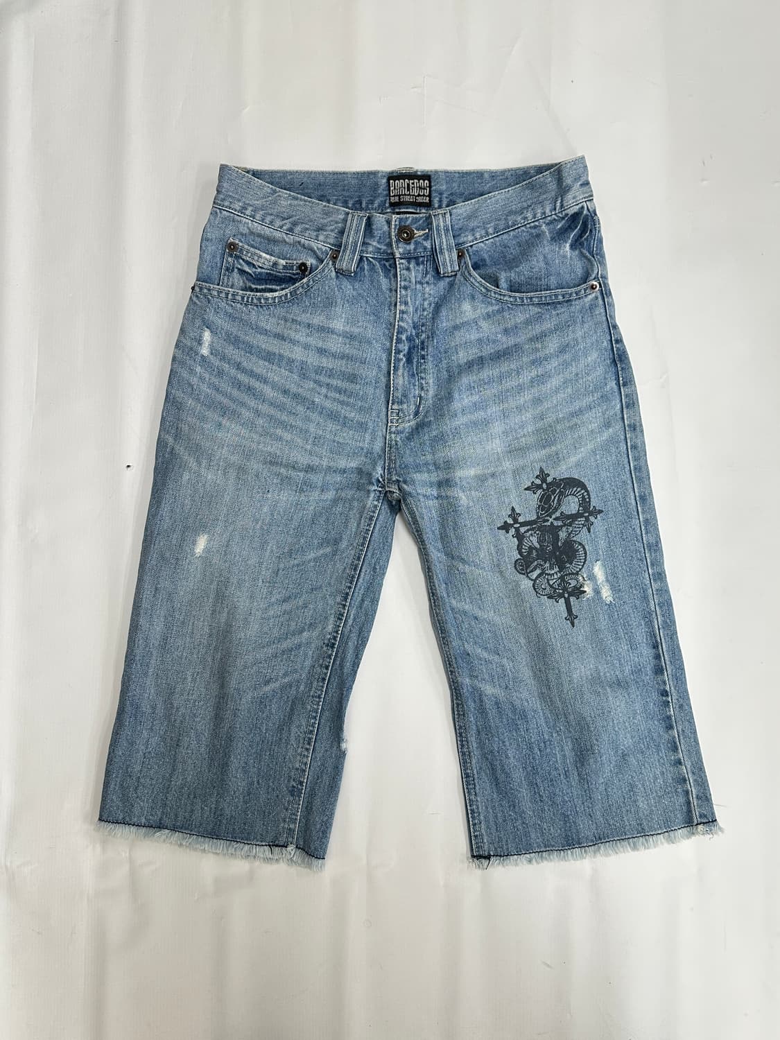 ⭐️타투st 펑크 7부 데님 연청 팬츠⭐️반바지 일본 빈티지 보헤미안  상품이미지2