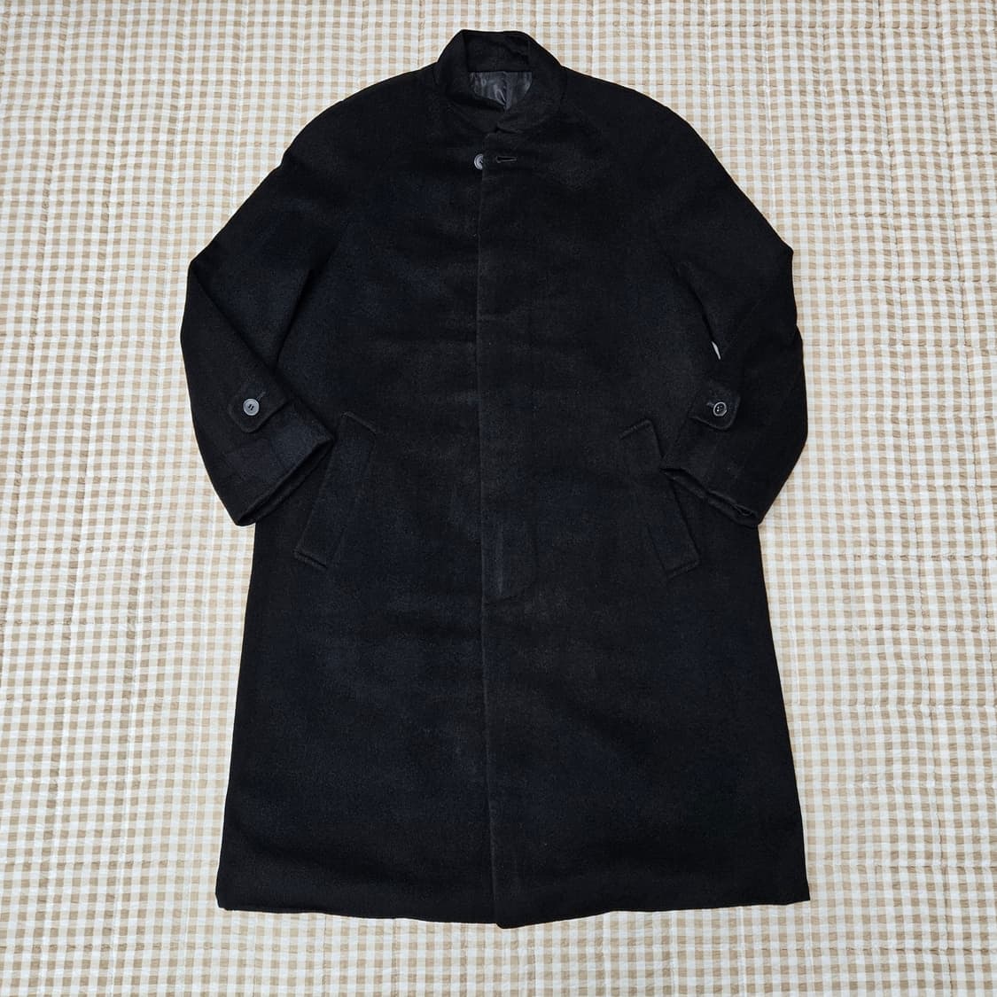 검정색 캐시미어100 롱 코트 자켓 남자100~105 상품이미지1