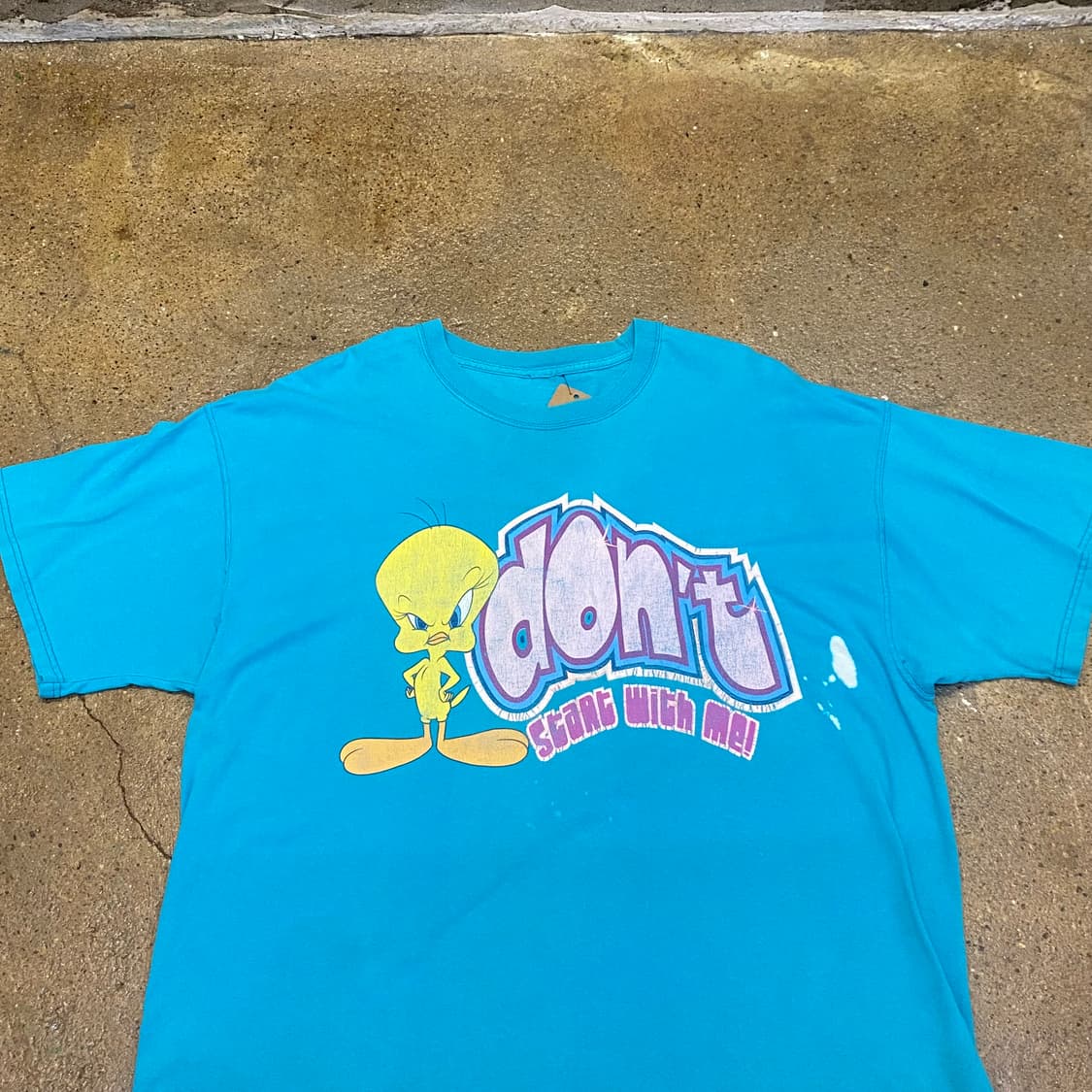 미국 빈티지 워너브라더스 루니툰 트위티 프린팅 힙스터 반팔티 상품이미지2