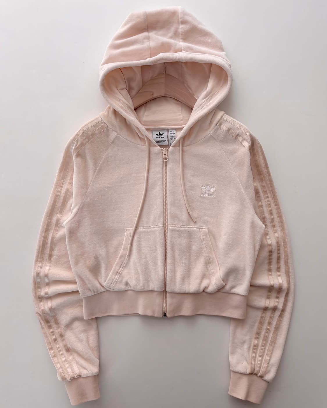 Adidas 아디다스 베이비핑크 컬러 테리 크롭 후드집업  상품이미지3
