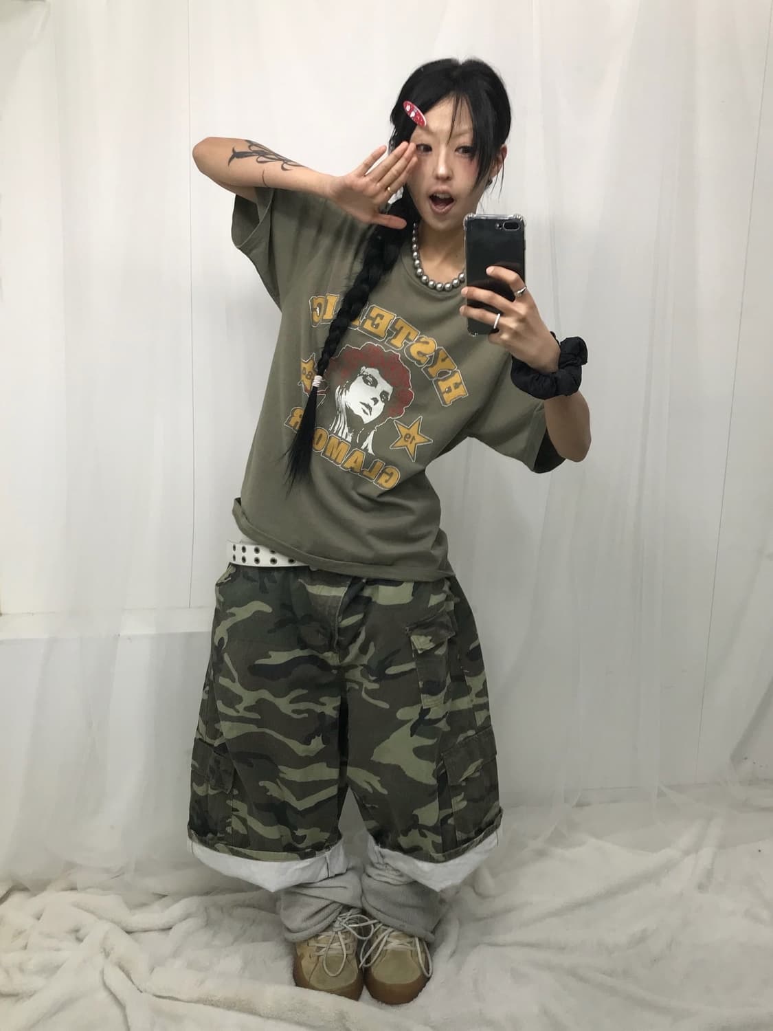 < Hysteric Glamour His Girl Khaki T-shir 상품이미지2