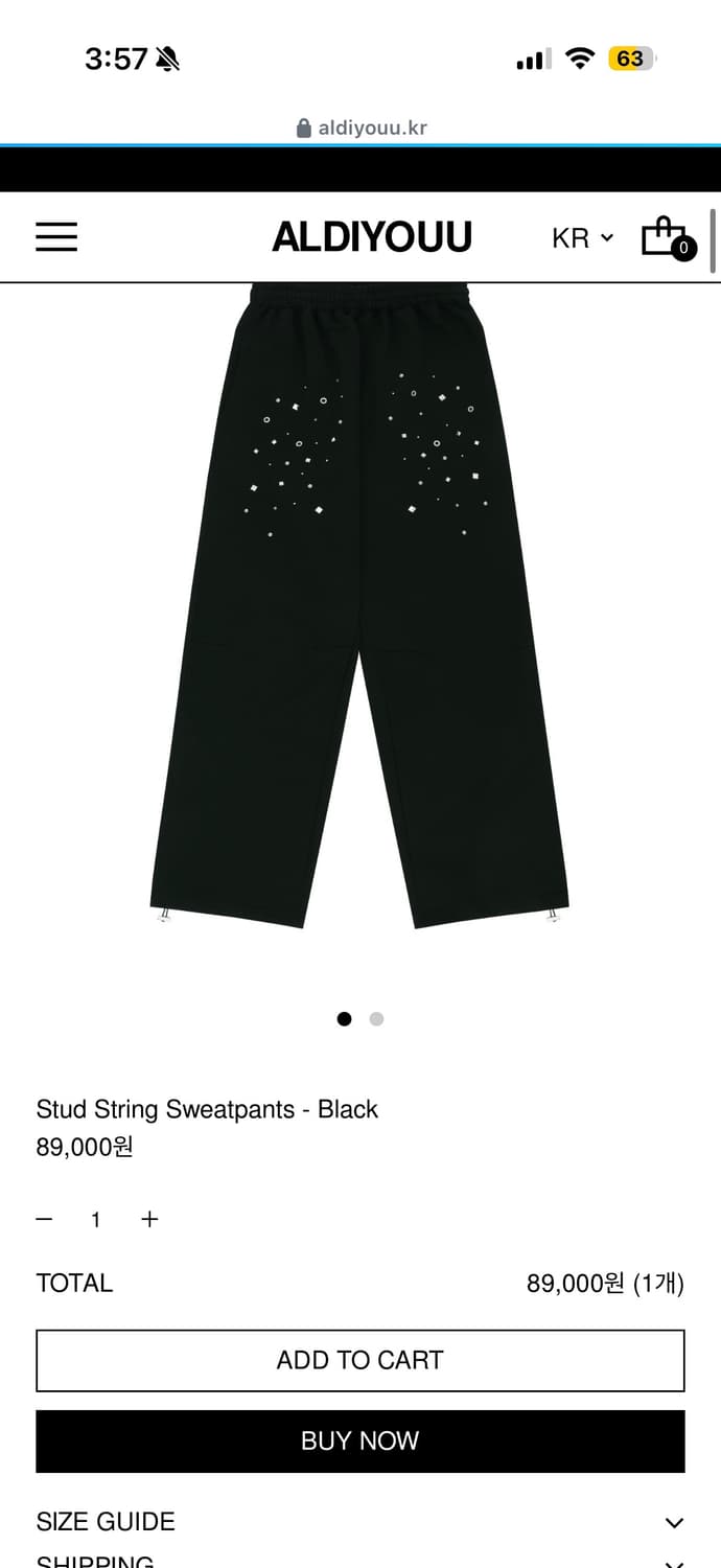 ALDIYOUU sring sweatpants 팝니다 상품이미지1