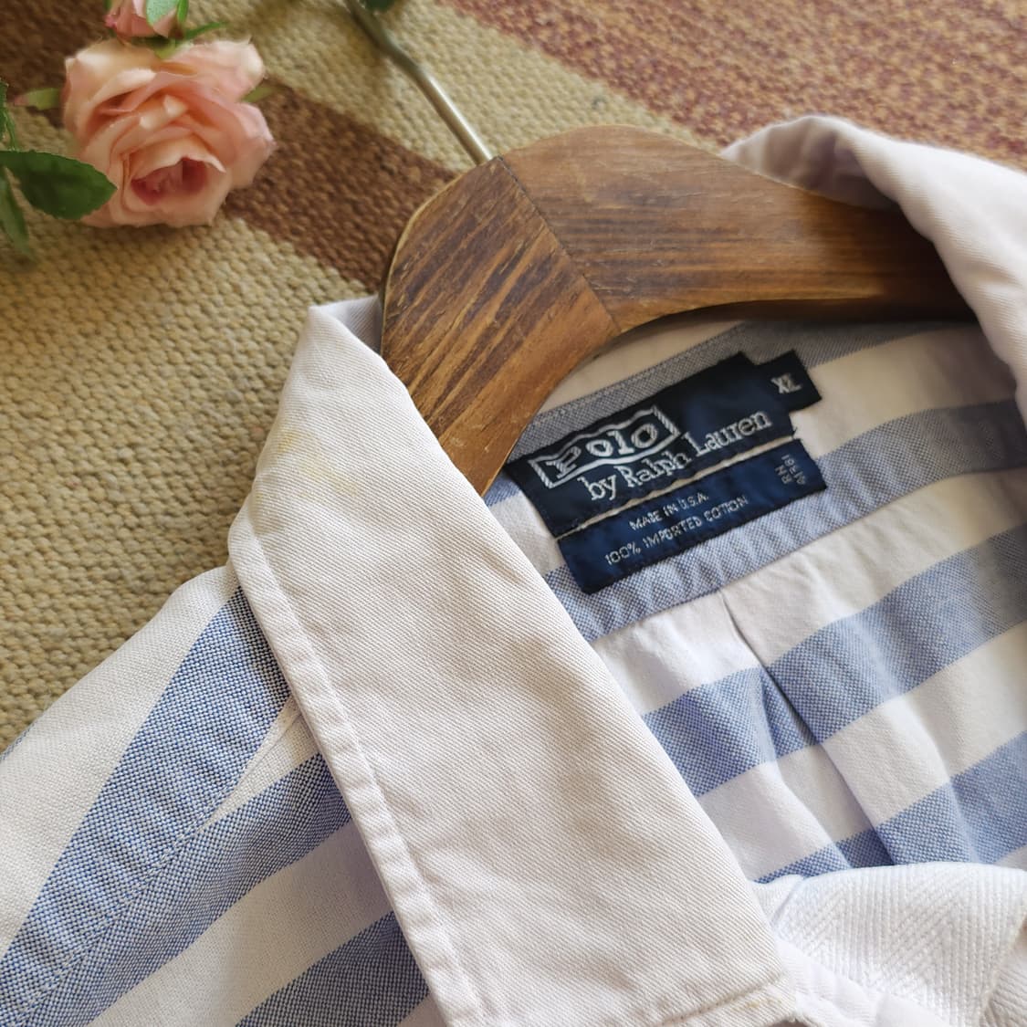 90s 폴로 럭비티 카라티 프리즈너 옥스포드 셔츠 usa 메이드 xl 상품이미지9