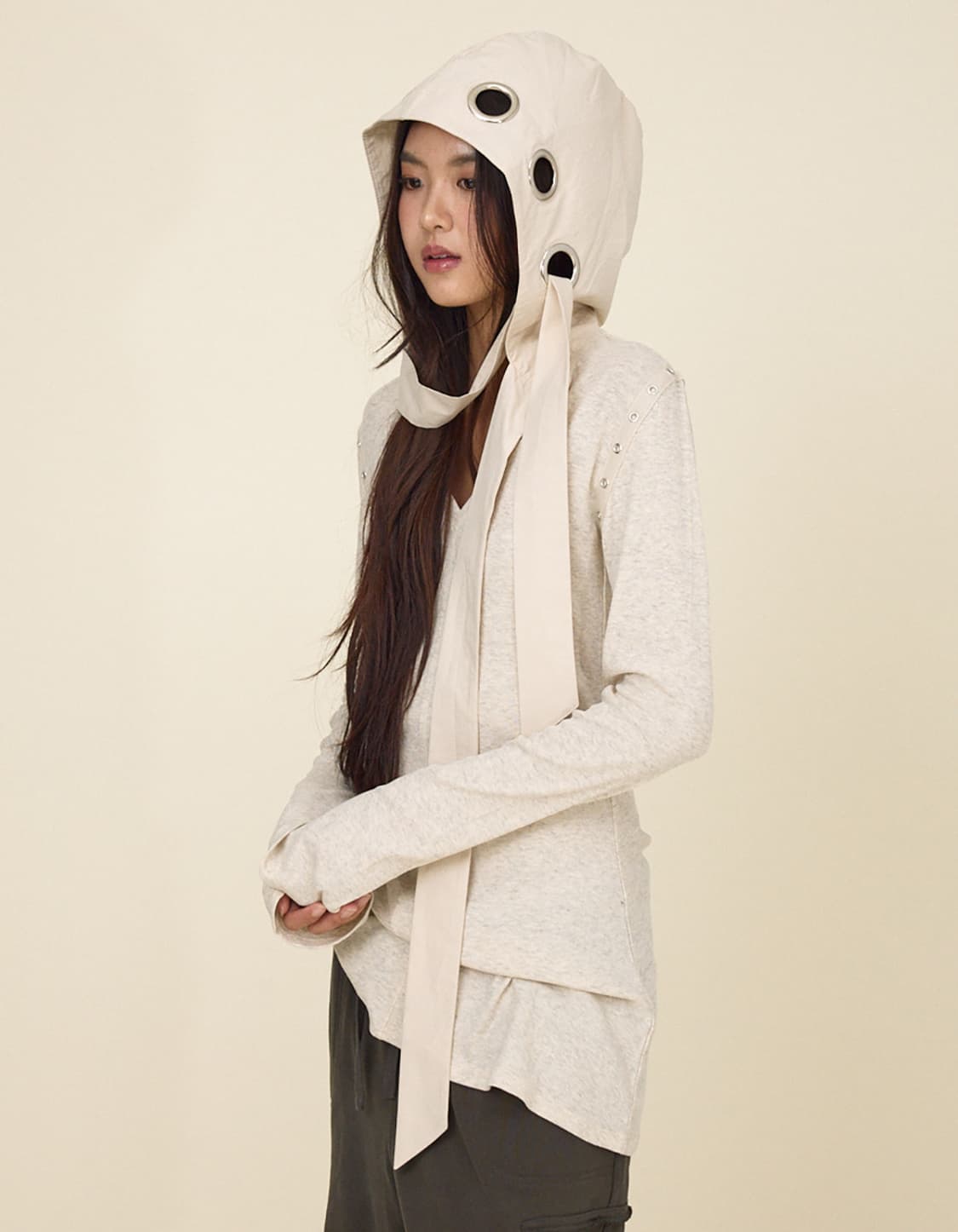 글로니 layer luv hoodie dress oatmeal S 상품이미지2