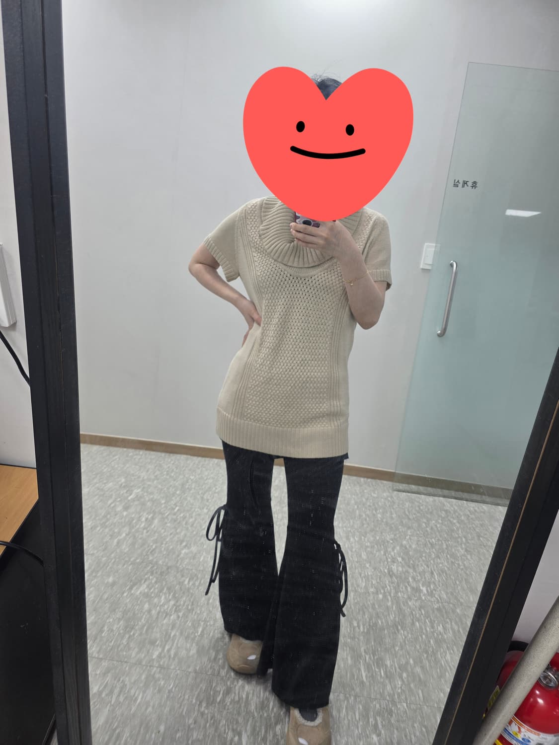 일본빈티지)베이지 하구미 모리걸 라떼갸루 반팔 레이어드 로맨틱짜임 니트 상품이미지2