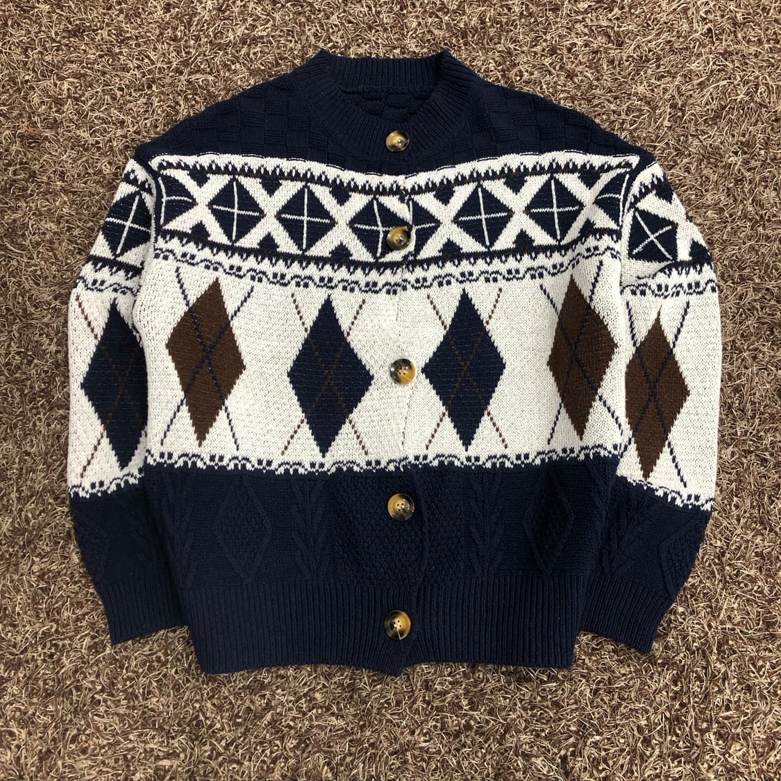 빈티지 아가일 니트 가디건 상품이미지1