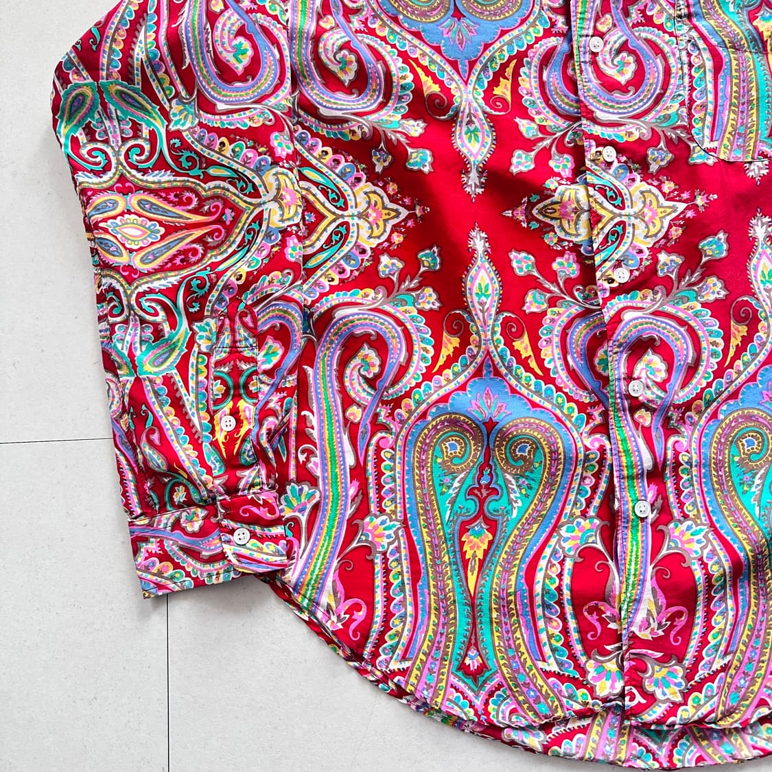 폴로 랄프로렌 90s 실크 100% 페이즐리 셔츠 L 상품이미지4