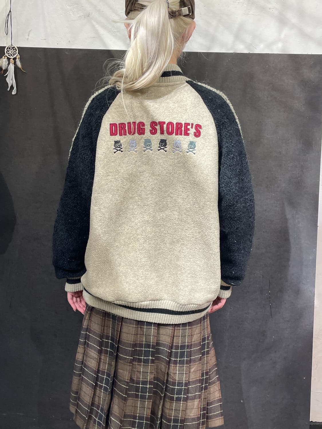 일본빈티지 드럭스스토어 스컬 코위찬 니트 집업 자켓 L 상품이미지5