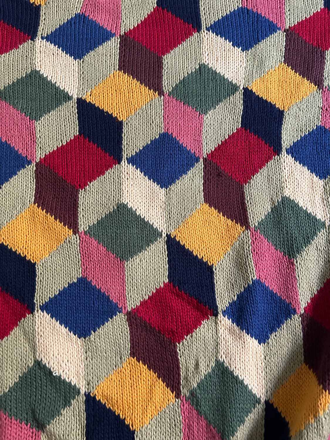 8~90s 빈티지 3D 큐브 패턴 니트 상품이미지5