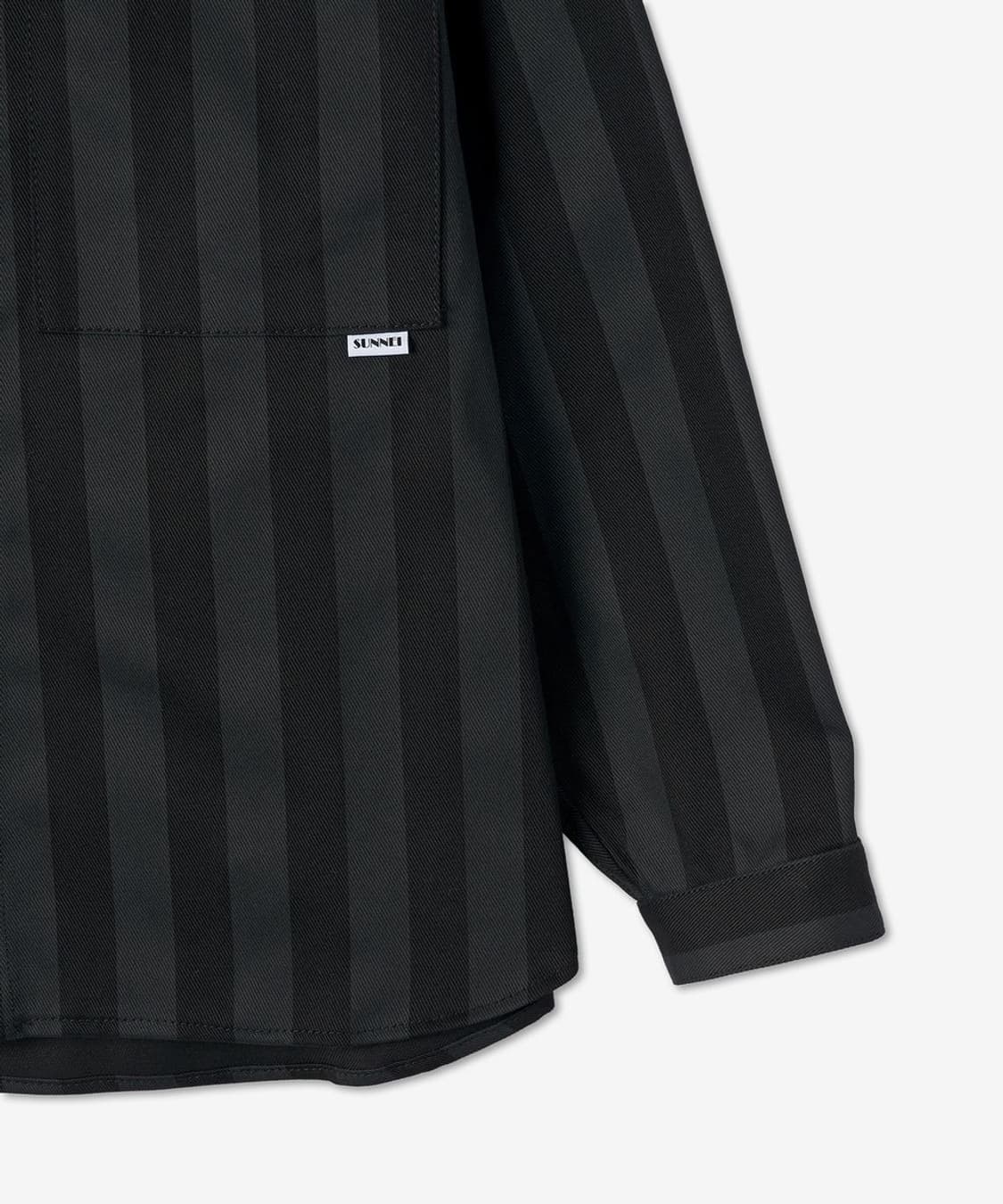 [L] SUNNEI 블랙 스트라이프 코튼 셔츠 자켓L 새상품 상품이미지5