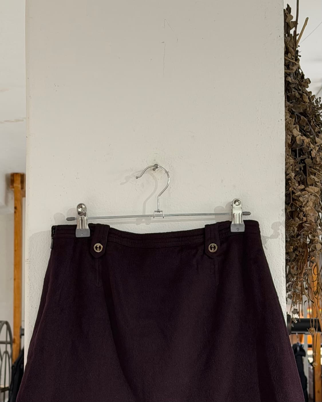 구찌 버건디 앙고라 캐시미어 게더링 투포켓 미니스커트 상품이미지5