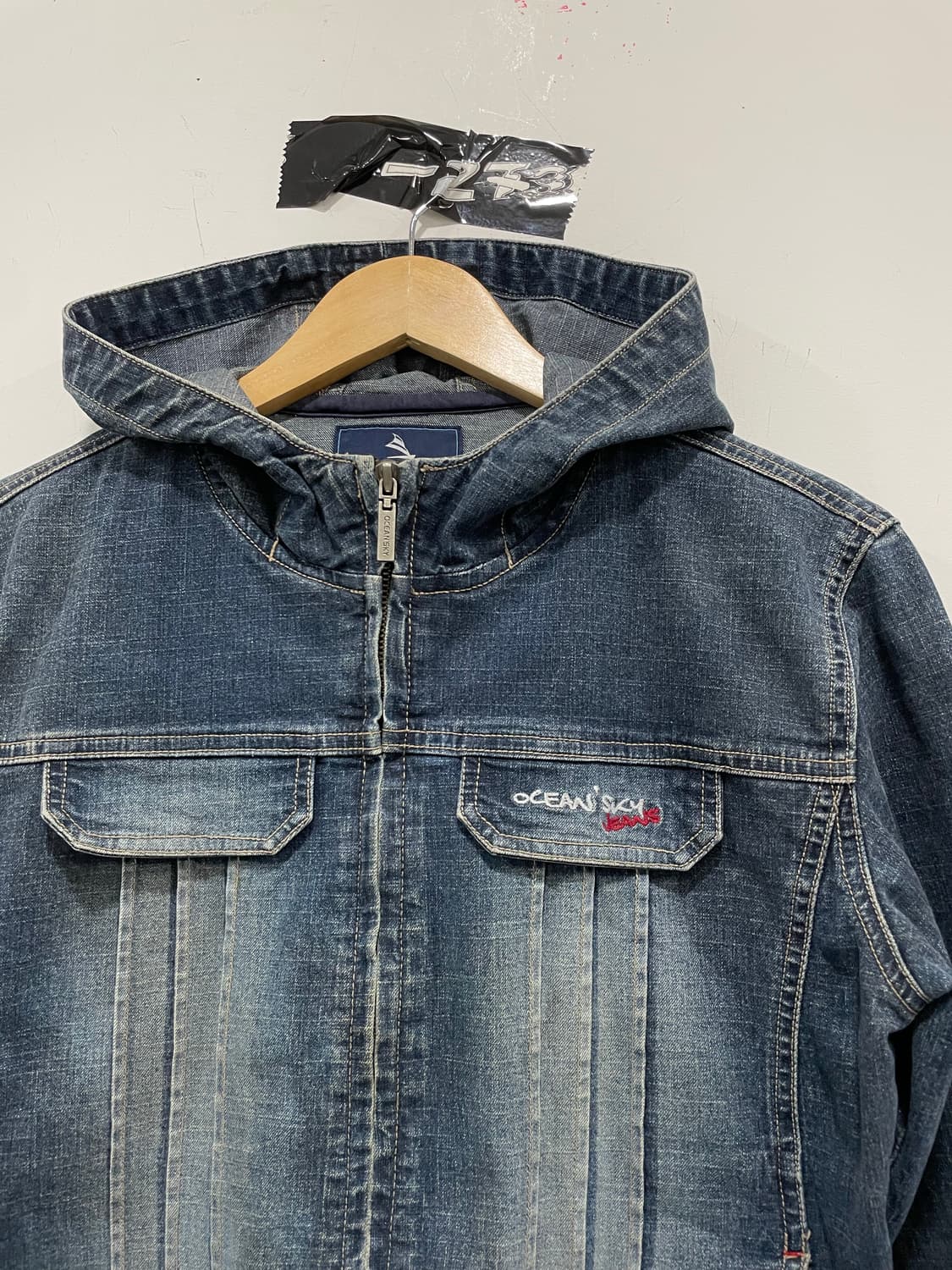 핀턱라인 워싱 데님 하이넥 후드자켓 상품이미지7