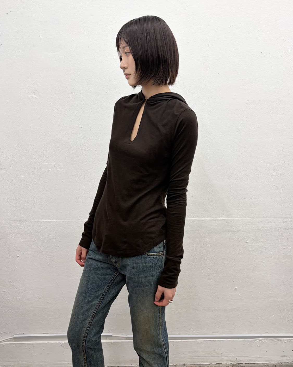 베로니크 브랑퀴뉴 키홀 후드 저지 탑 상품이미지3