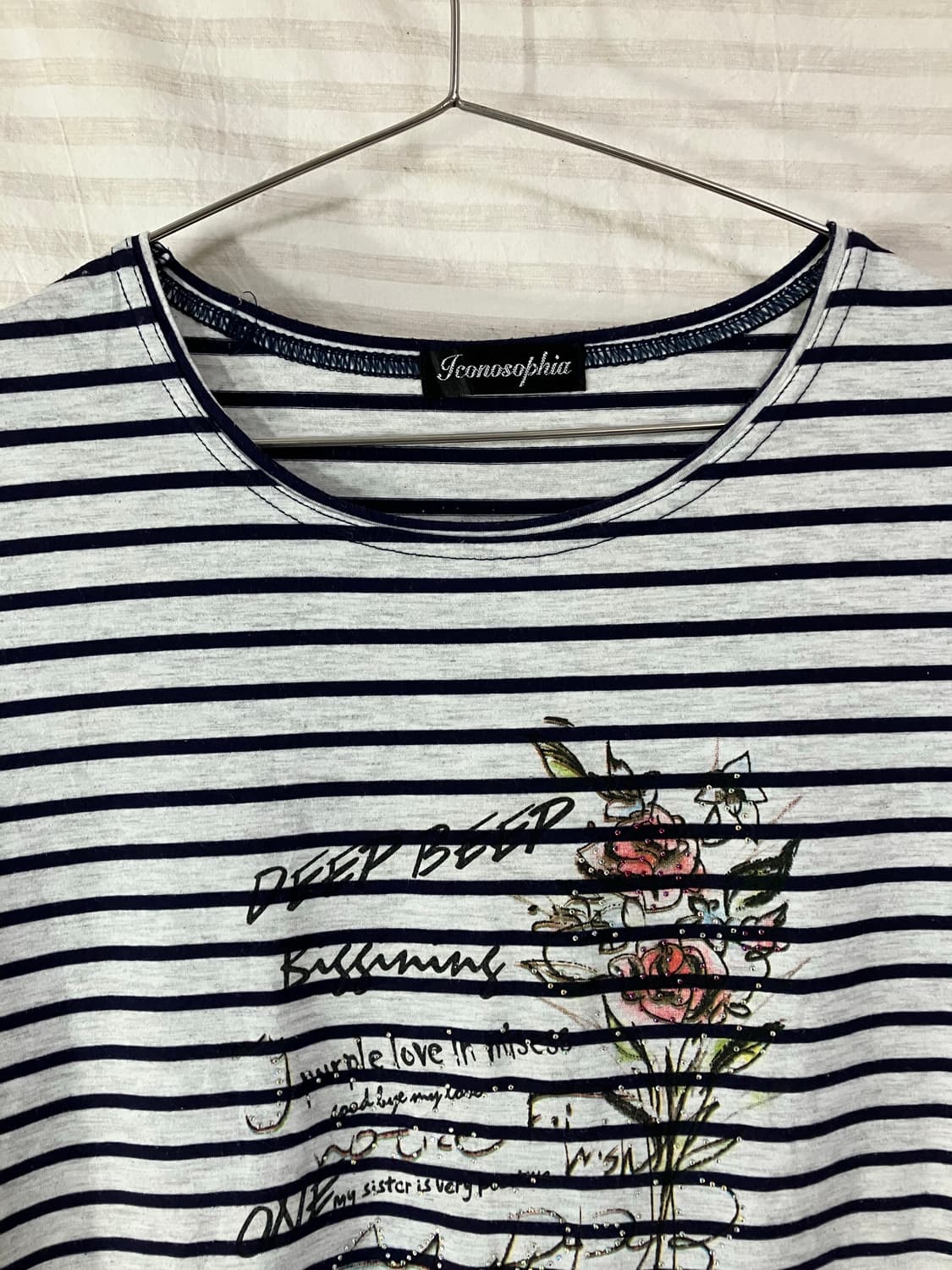 빈티지 스트라이프 플라워 반팔 1018 y2k 스트릿 갸루 펑키 일본빈티 상품이미지6