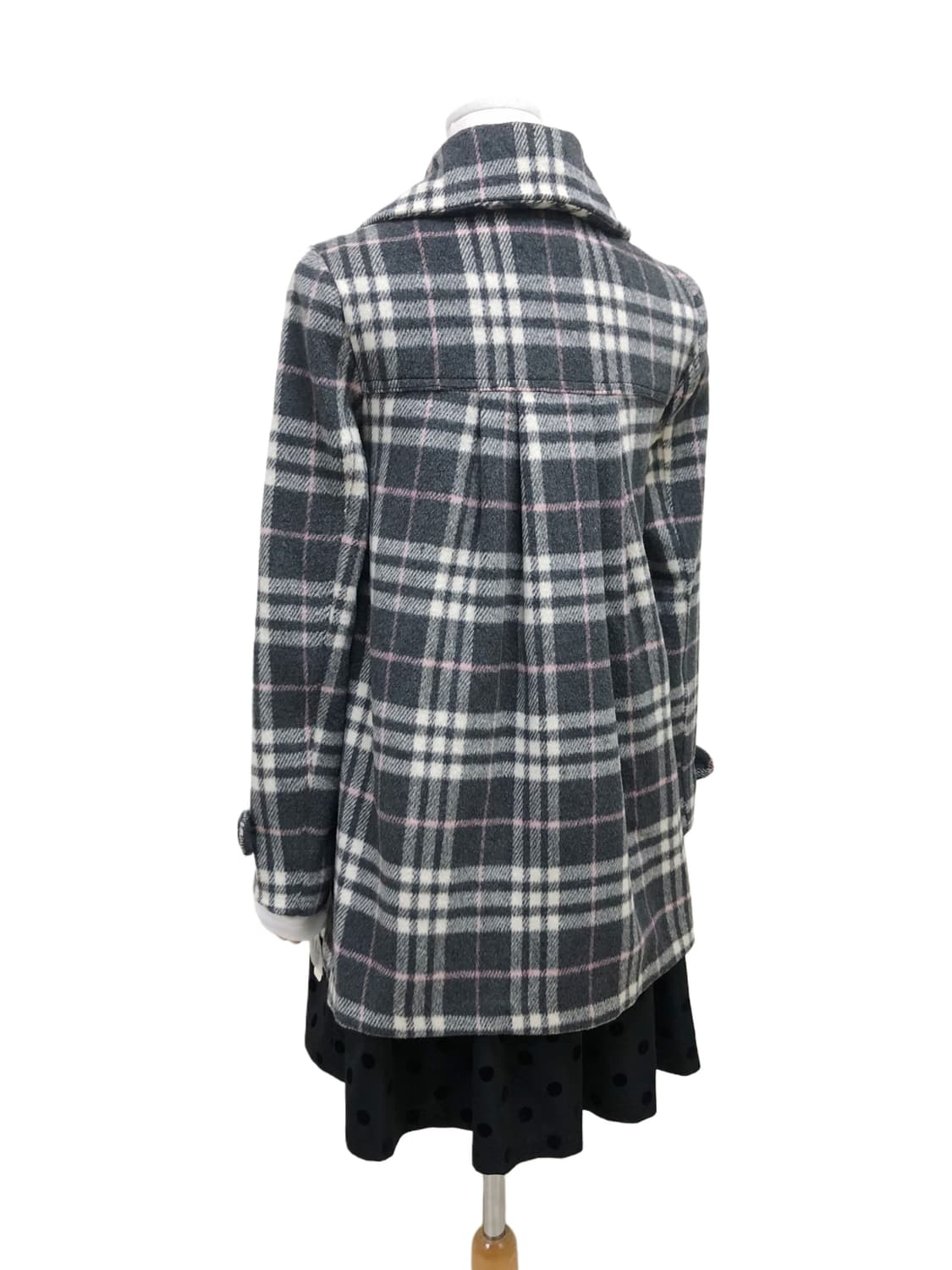 빈티지 미디 체크 코트 상품이미지7