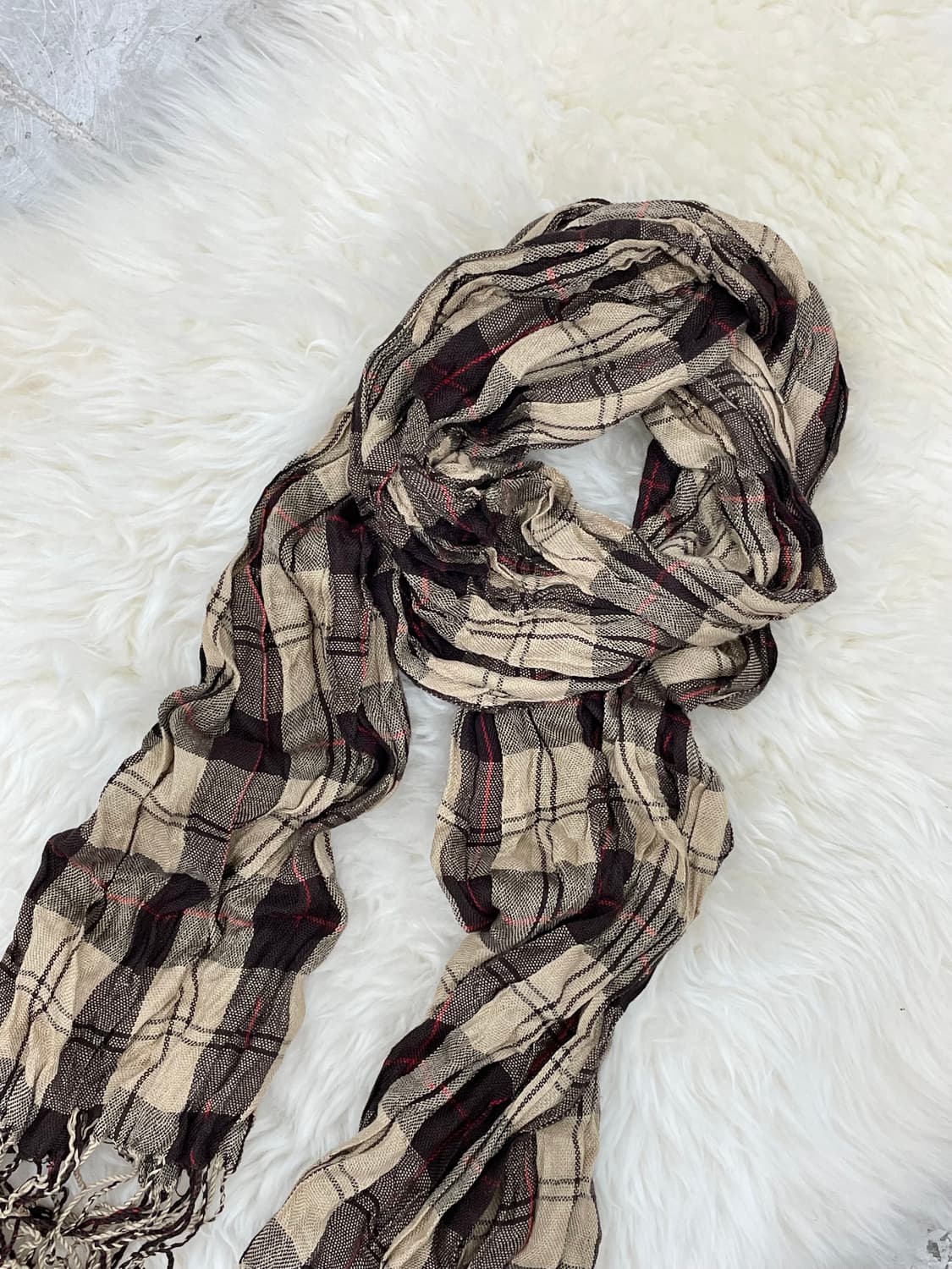 라떼 브라운 체크 수술 머플러  상품이미지4