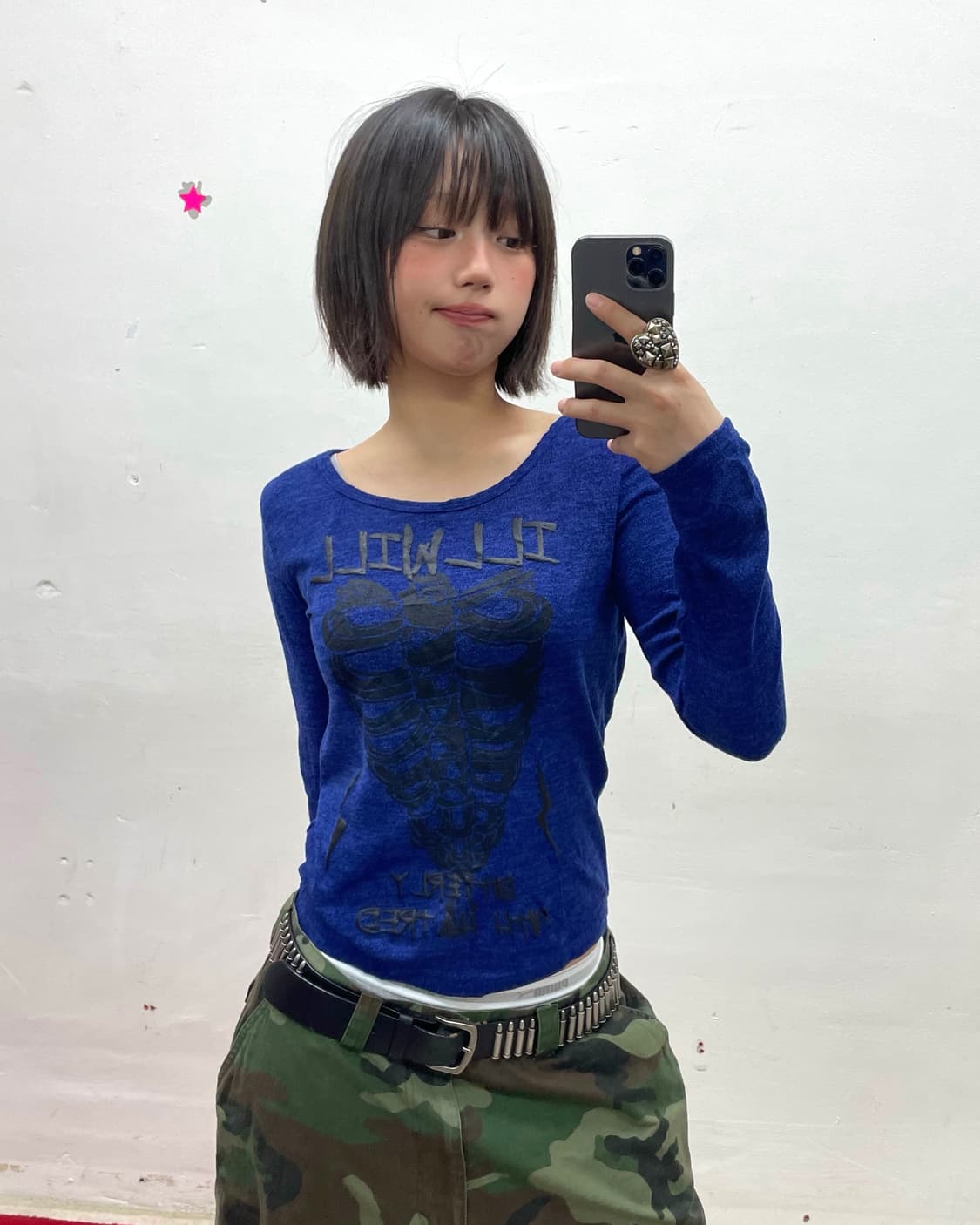 Black Bone Zipper Blue Long Sleeve 상품이미지1