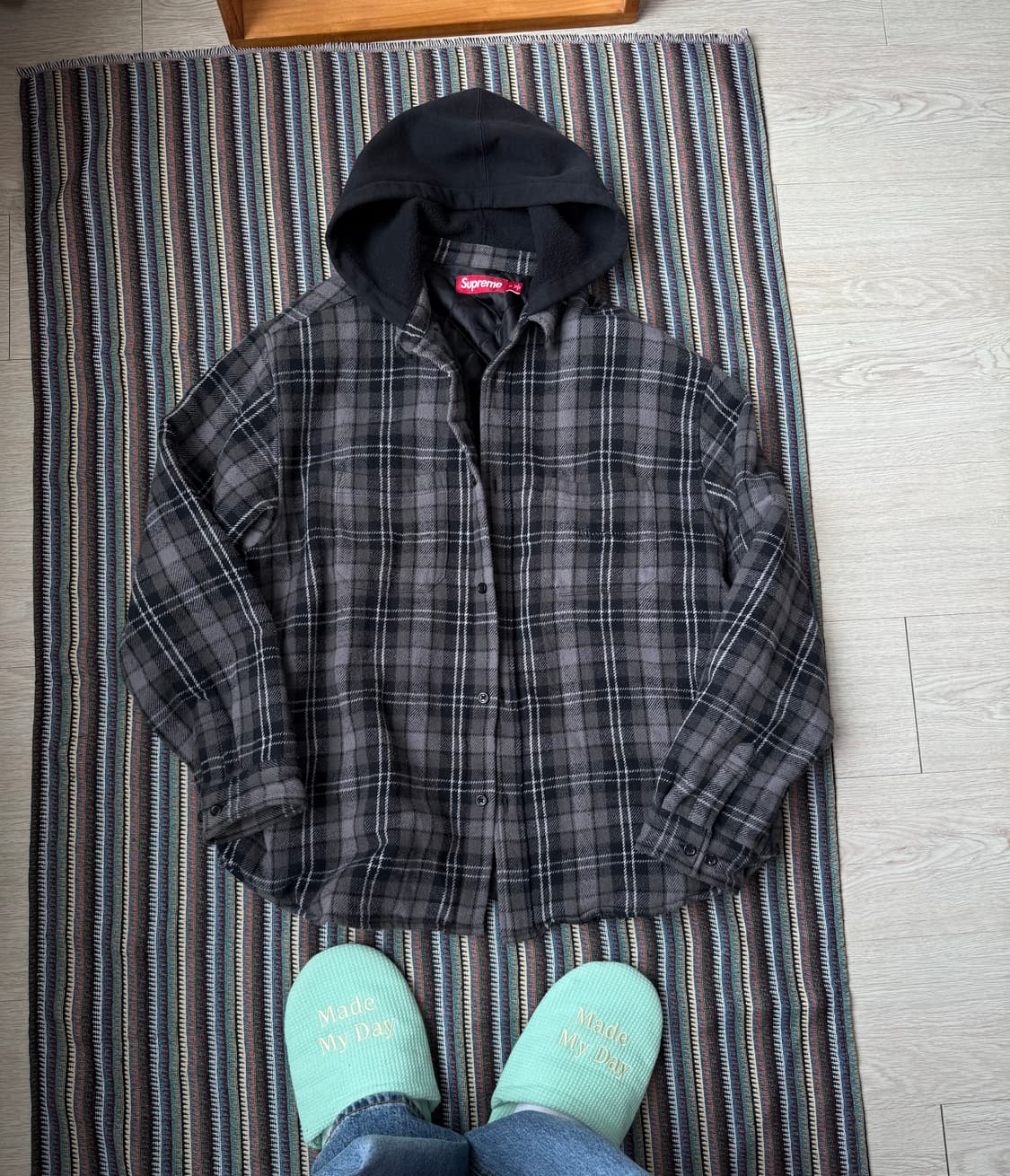 슈프림 타탄 플란넬 후드 셔츠 상품이미지1