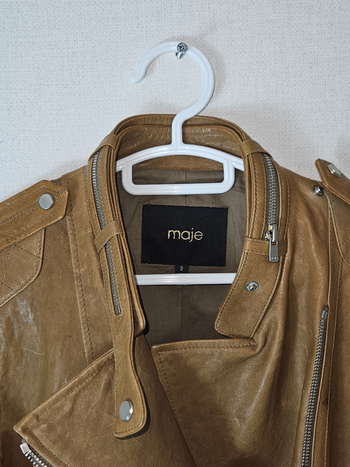 마쥬 maje 가죽자켓 레더 바이커 라이더 양가죽 S (거의새상품) 상품이미지5