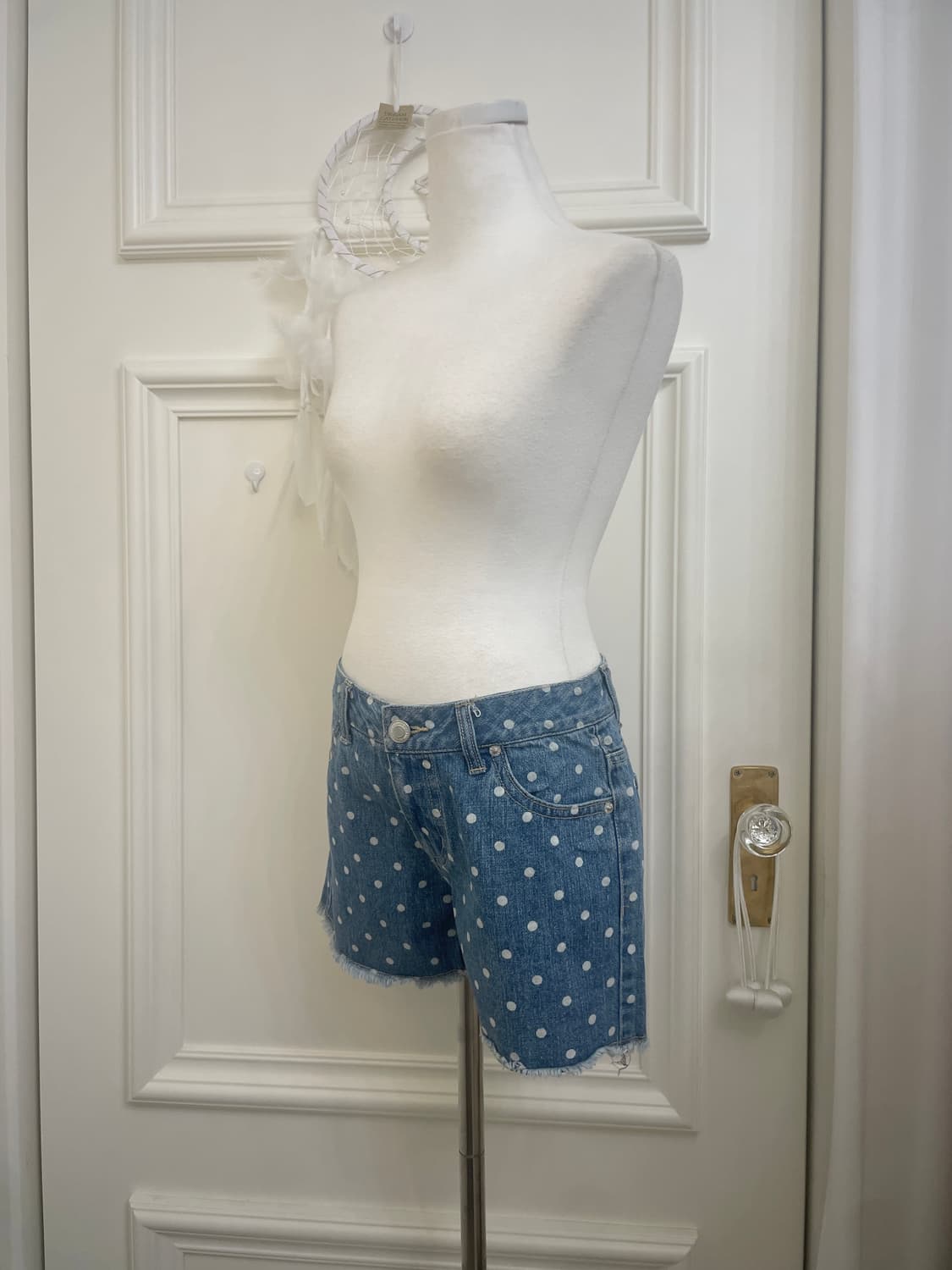 cute dot blue denim short pants(size-S) 상품이미지2
