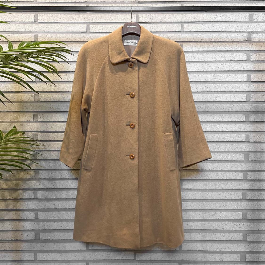 JPN VINTAGE 울 싱글 코트 래글런 슬리브 카라넥 디테일 베이지 상품이미지2