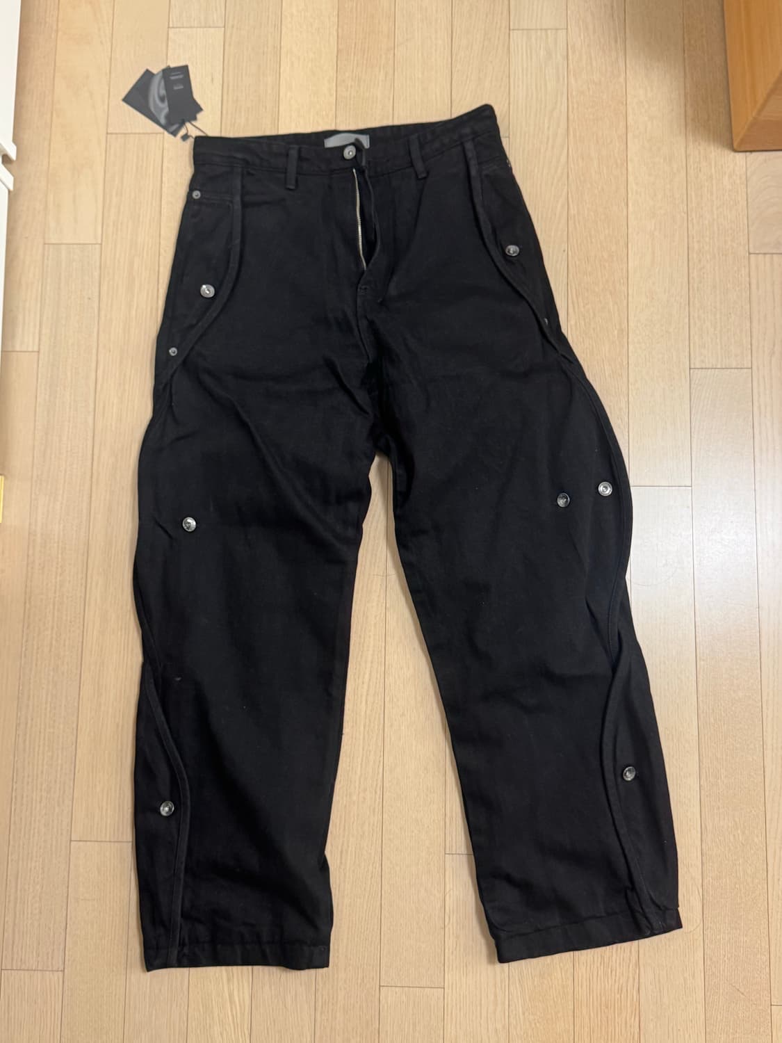 산산기어 코튼 웨이브 팬츠 블랙 1사이즈 상품이미지1