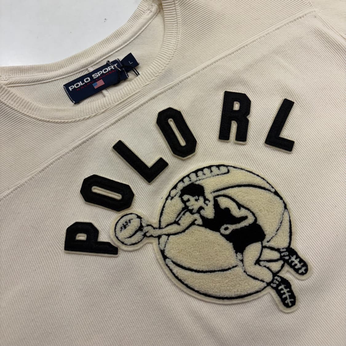[L] 90s 폴로 스포츠 빈티지 농구 긴팔티 아이보리 B505 상품이미지3