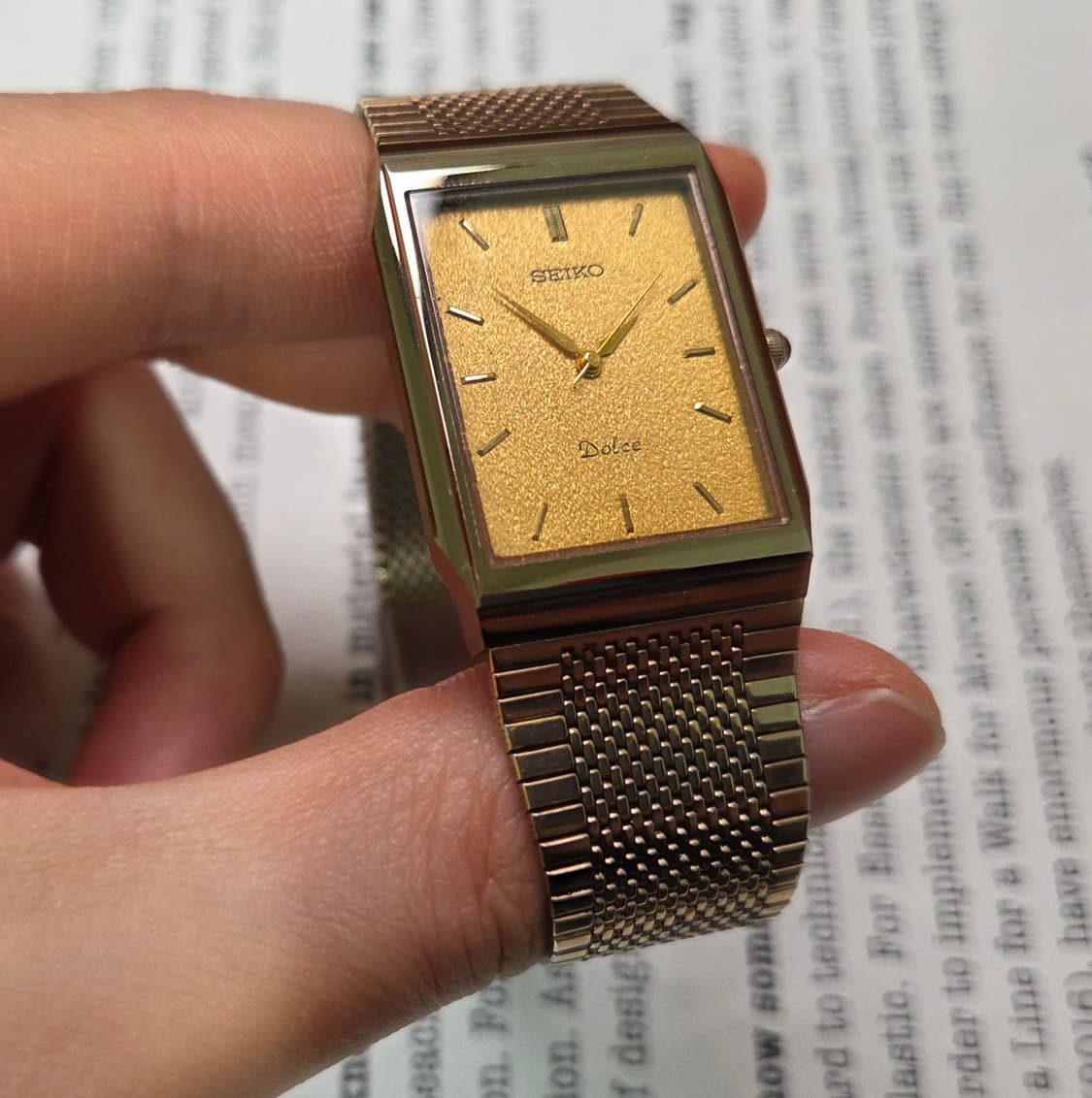레어] 빈티지 세이코 돌체 사각탱크 금바리판 쿼츠 브레이슬릿 ver. 
 상품이미지5