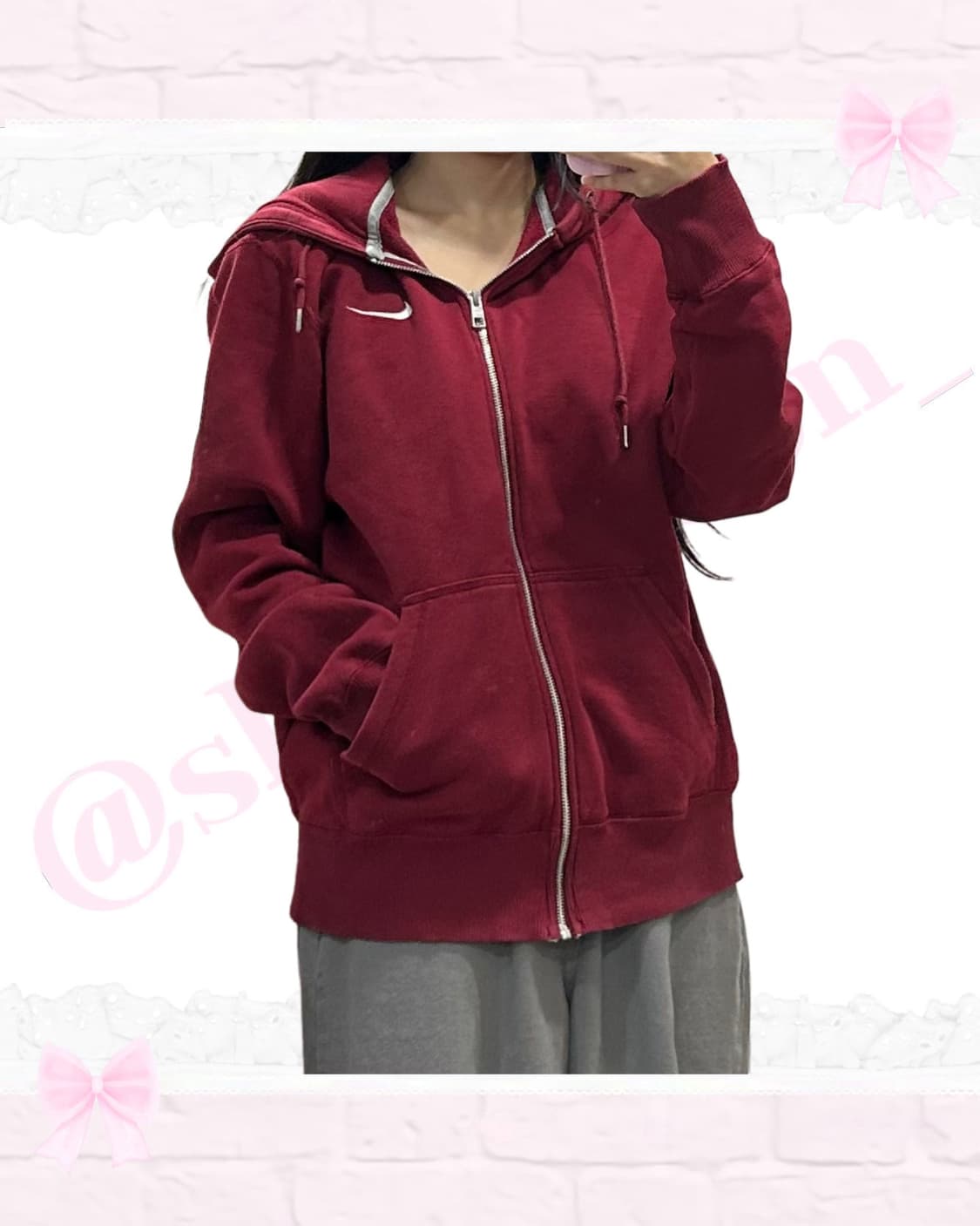 나이키 버건디 기본 후드집업 상품이미지2