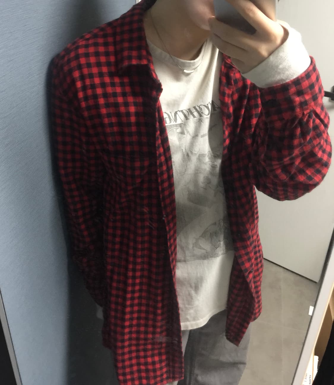 레드 깅엄 울 체크 셔츠 (원단디테일 참고) 상품이미지1