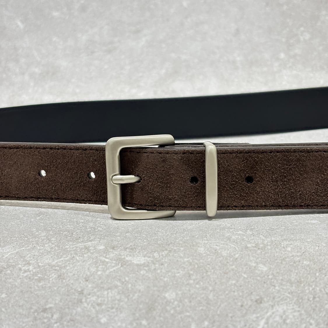 Oribell 새틴 실버 버클 이탈리아 스웨이드 소가죽 베이직 벨트 상품이미지4