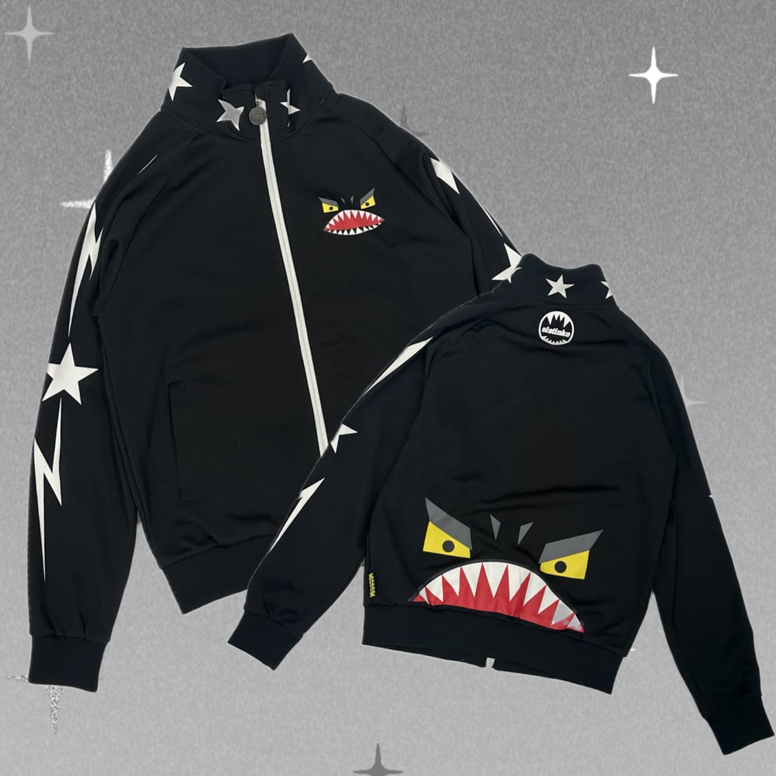 👾햇츠온 엘스팅코 프린팅 괴짜 져지 집업👾 블랙 데코라 괴짜룩 오네 상품이미지1