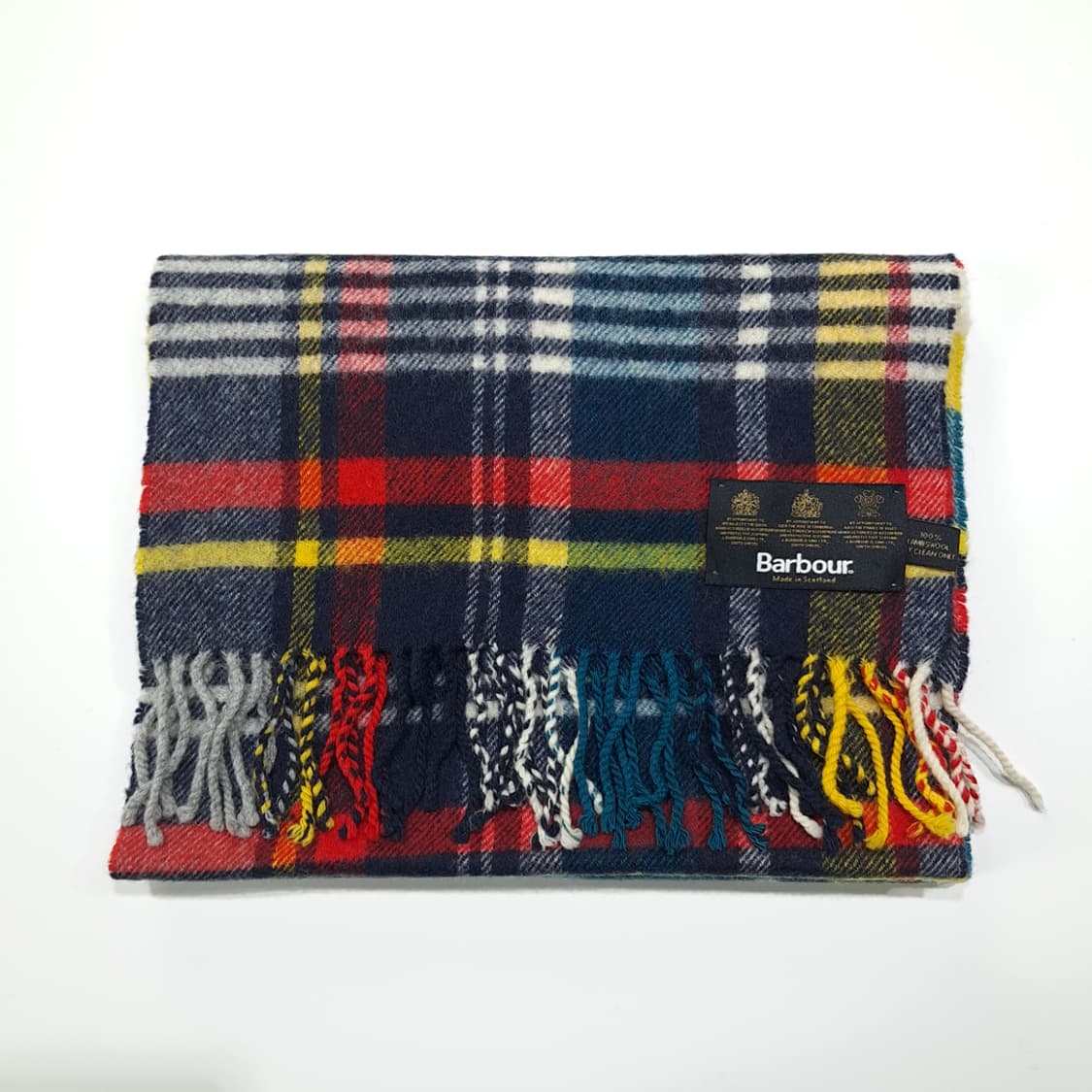 MX487 바버 90s 영국판 램스울 타탄체크 멀티컬러 머플러 목도리 상품이미지6