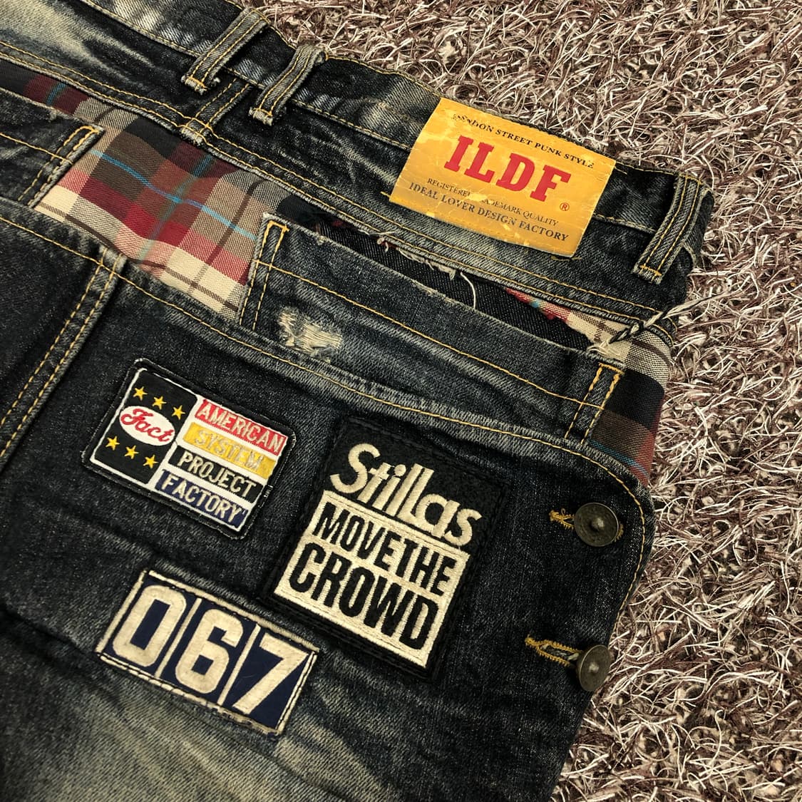 ILDF 펑크 패치 데미지 디스 워싱 데님 팬츠 상품이미지6