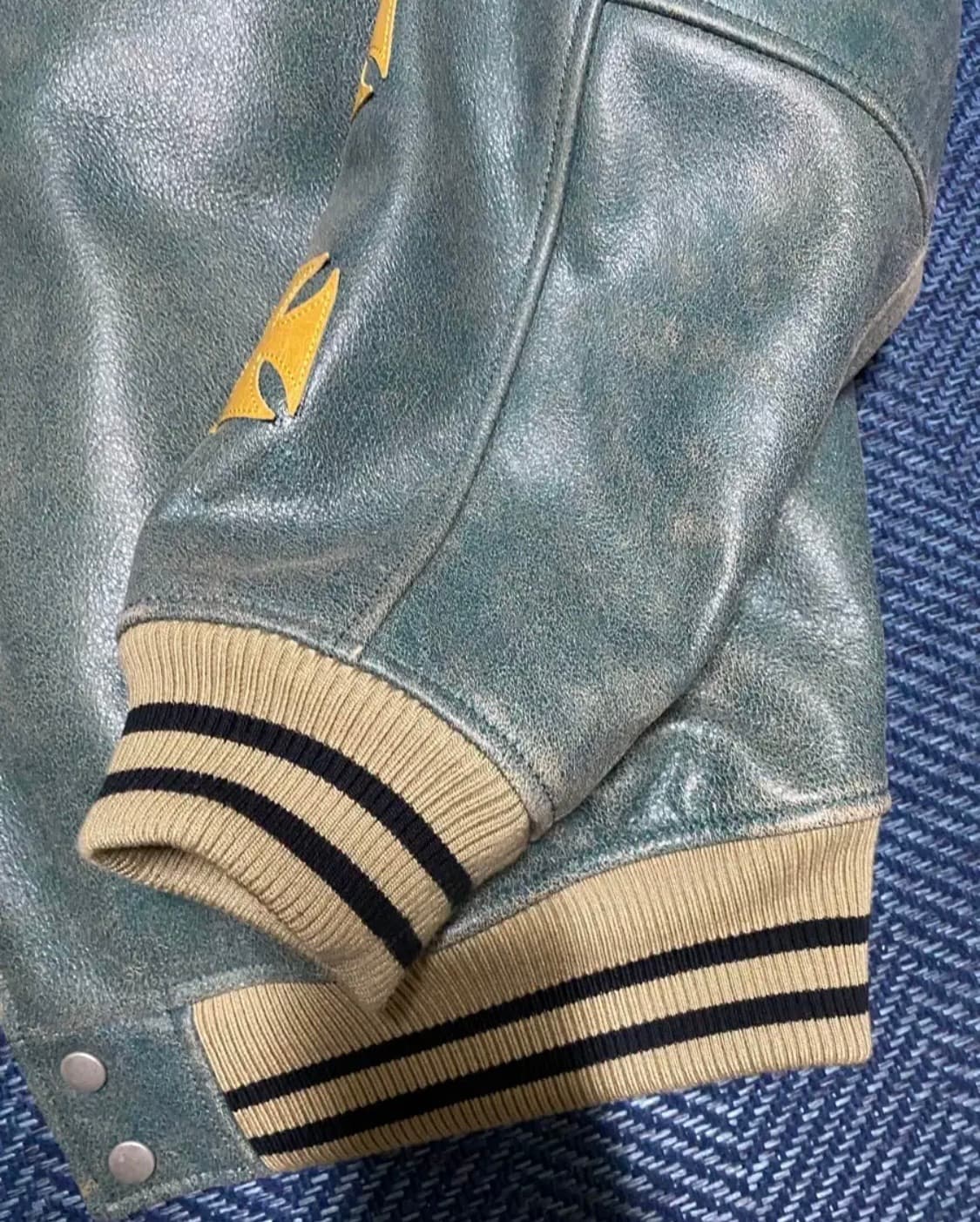 헤리티지플로스 알프레드 타이거 레더 바시티 그린 L 상품이미지3