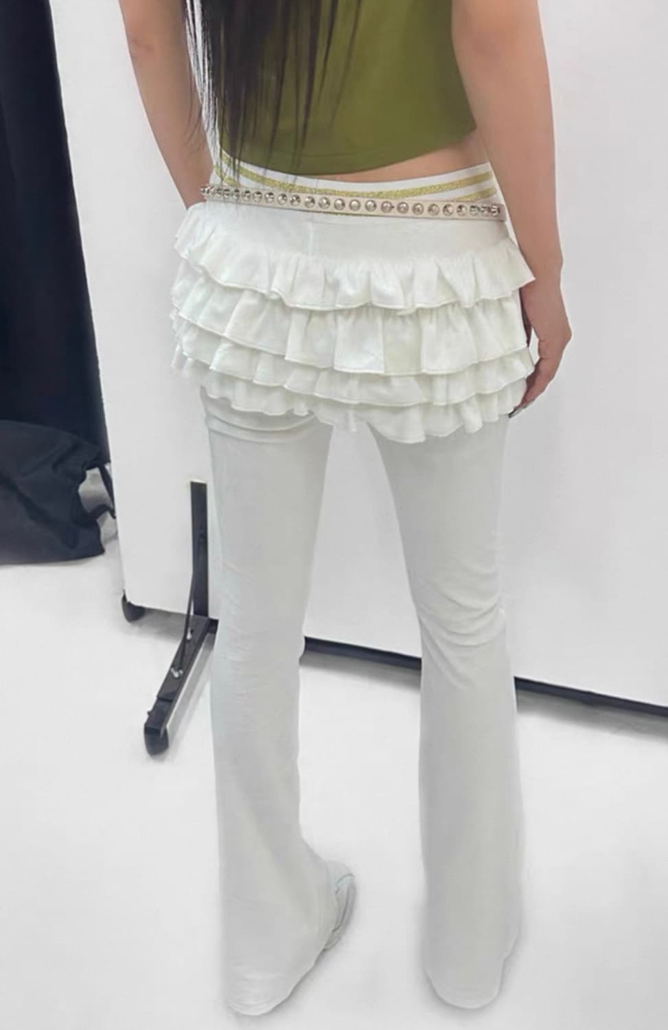 택포) frill volume dress & boot cut pants 상품이미지6