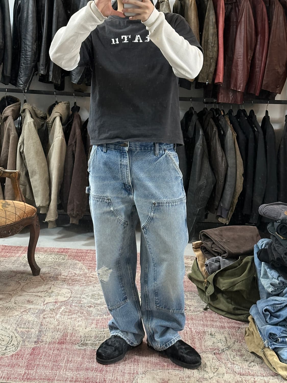 OG 칼하트 데님 더블니 팬츠 칼하트 B73 썩블니 상품이미지2